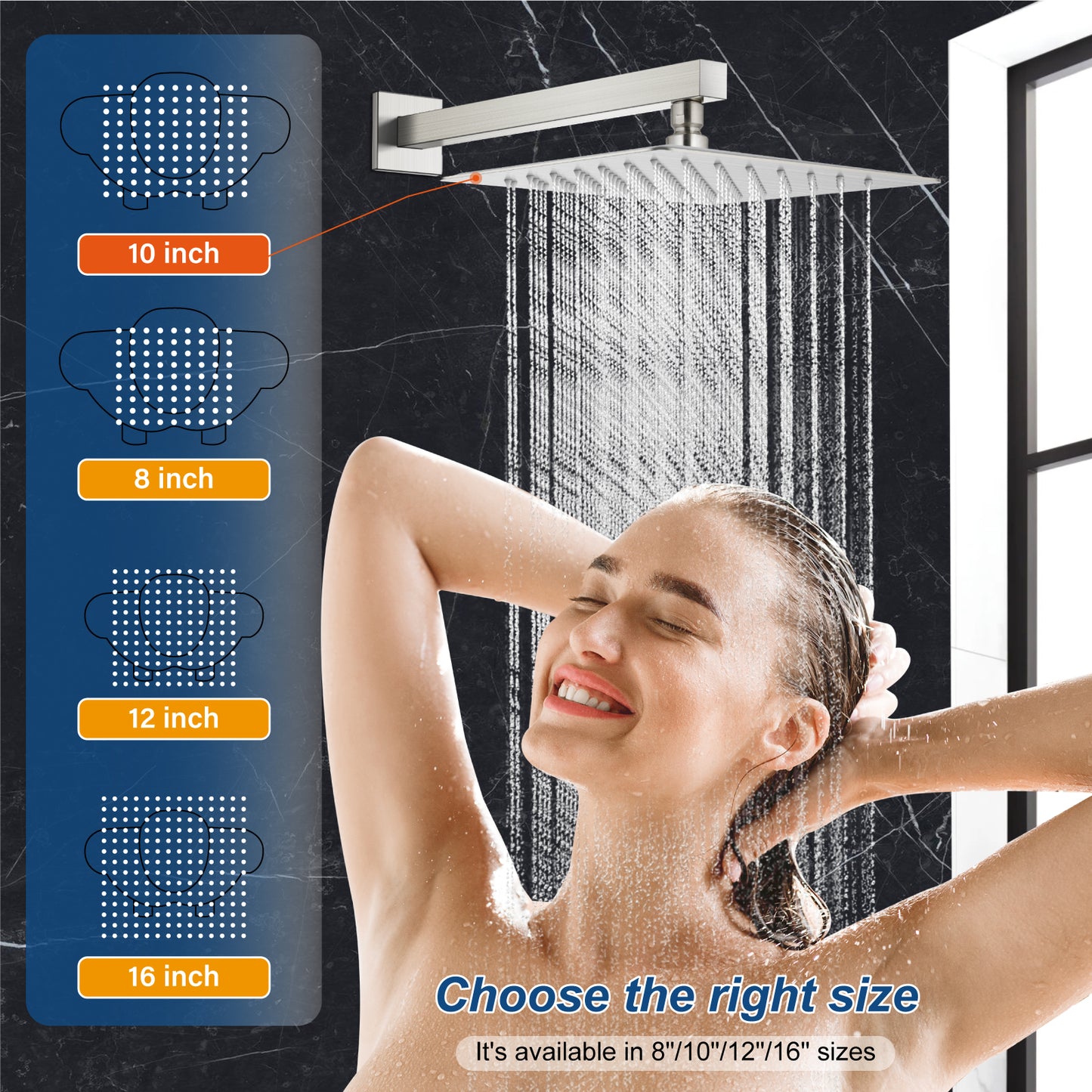 
                  
                    Midanya Rain Shower System 10 inch Tub Shower Faucet Set Square Rainfall Head with Handheld Sprayer and Waterfall Tub Spout Combo,Wall Mount
                  
                