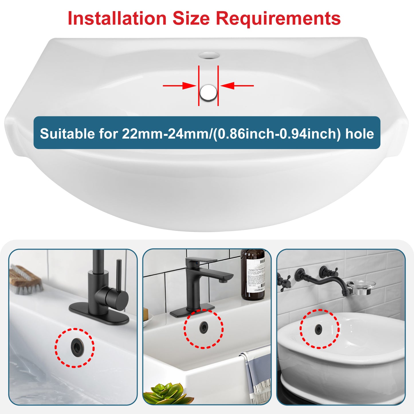 
                  
                    Midanya Sink Basin Trim Overflow Cover, Solid Brass Insert in Hole Round Caps, Vanity Vessel Sink Overflow Ring, Sink Overflow Cover Round Caps for Kitchen Bathroom, Pack of 1
                  
                