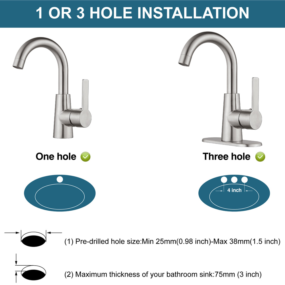 
                  
                    Midanya Bar Sink Faucet, Single Hole Bathroom Sink Faucet with Cover Plate, Water Supply Hoses and Pop Up Drain, Pre-Kitchen Farmhouse RV Small Vanity Faucet with 360° Rotation Spout
                  
                