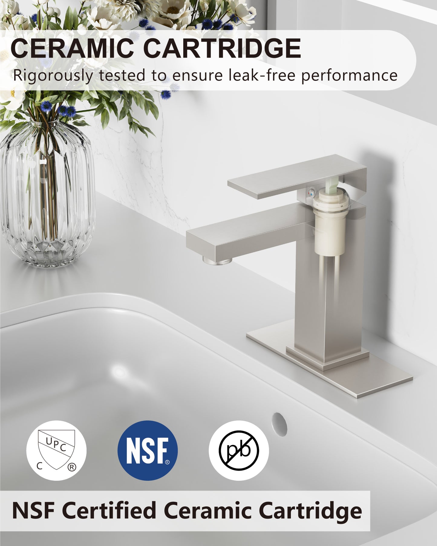 
                  
                    Midanya Bathroom Sink Faucet 1 Hole Single Handle Deck Mount Lavatory Mixer Tap with Cover Plate and Pop-up Drain One Lever Stainless Steel SUS304 Commercial
                  
                