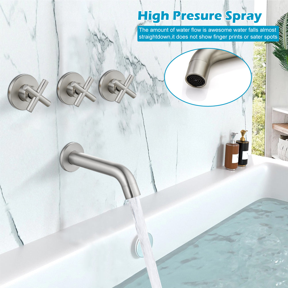 
                  
                    Midanya 3 Handle Tub Shower Faucet with Tub Spout,8-inch Rainfall Bathtub Rain Shower Faucet Set and Rough-in Valve Wall Mount Bathroom Trim Kit Shower System, Round Shower Head
                  
                