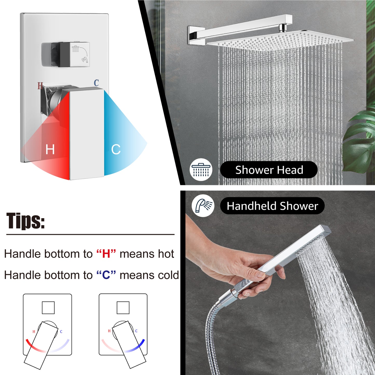 
                  
                    Midanya Rain Shower System Wall Mount Shower Faucet Set 16 Inch Square High Pressure Showerhead with Hand Sprayer Rough-In Valve Body and Trim Included Mixer Shower Combo Set Bathroom
                  
                