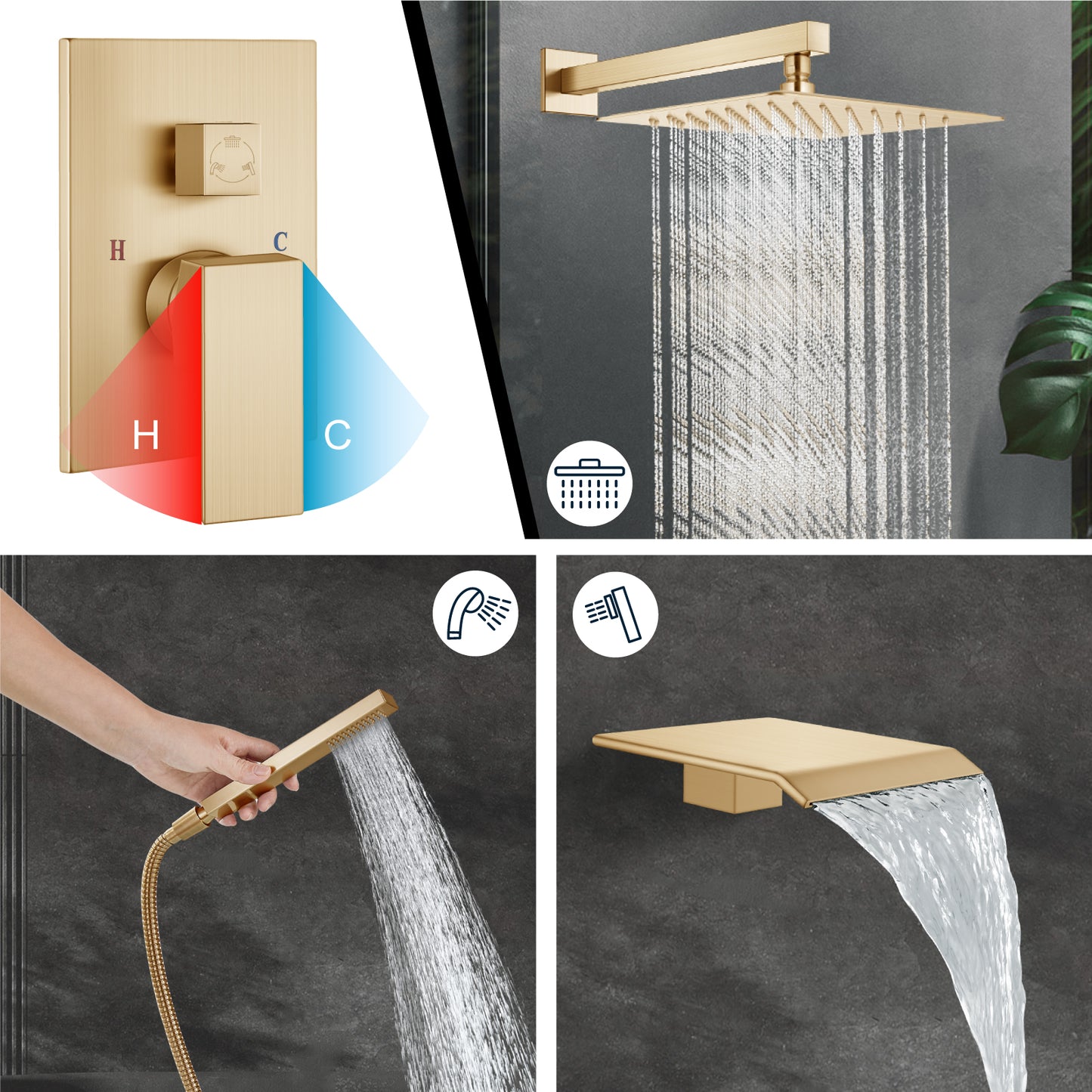 
                  
                    Midanya Rain Shower System with Tub Spout,Tub Shower Faucet Set with 10 inch rainfall Shower Head and Handheld Spray,Wall Mount Tub Shower Combo Rough-in Valve Included
                  
                
