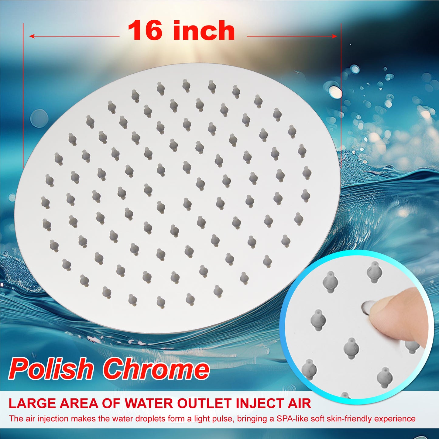 
                  
                    Midanya Round Rainfall Shower Head,16 Inch Stainless Steel High Pressure High Flow Stainless Steel Rainfall Shower Head,Ultra Thin Design High Pressure
                  
                