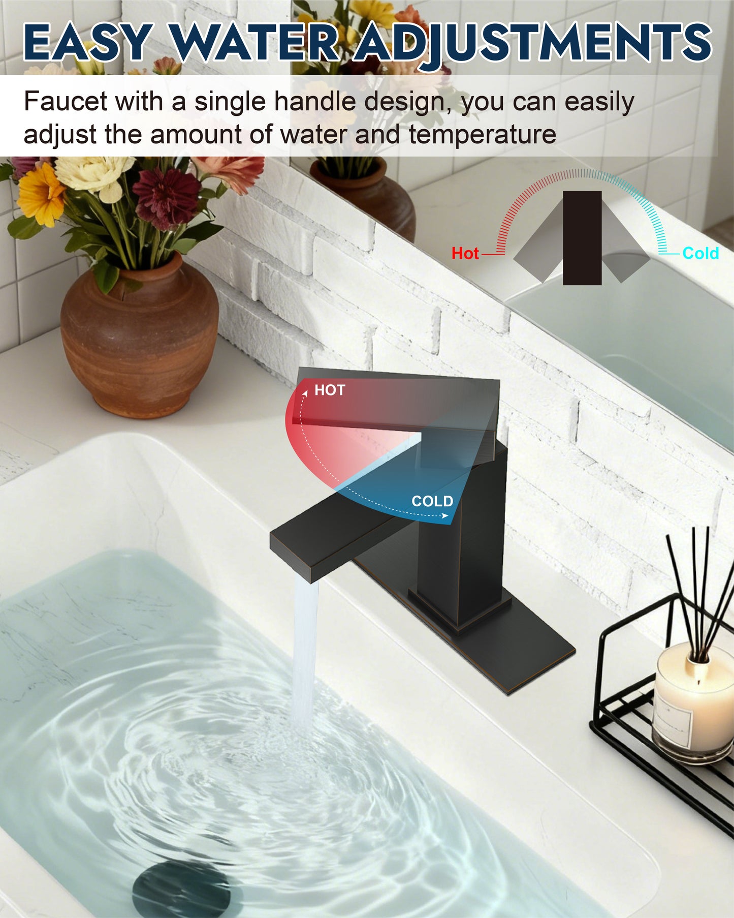 
                  
                    Midanya Bathroom Sink Faucet 1 Hole Single Handle Deck Mount Lavatory Mixer Tap with Cover Plate and Pop-up Drain One Lever Stainless Steel SUS304 Commercial
                  
                