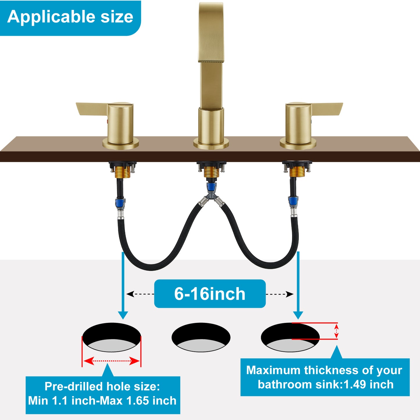 
                  
                    Midanya 8 inch Widespread Bathroom Sink Faucet,Modern Waterfall 3 Hole 2 Handles Bathroom Faucet 8" Vanity Faucets with Pop Up Drain and Water Supply Lines
                  
                