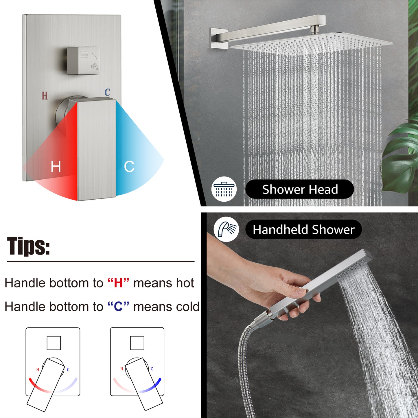 
                  
                    Midanya Rain Shower System Wall Mount Shower Faucet Set 16 Inch Square High Pressure Showerhead with Hand Sprayer Rough-In Valve Body and Trim Included Mixer Shower Combo Set Bathroom
                  
                
