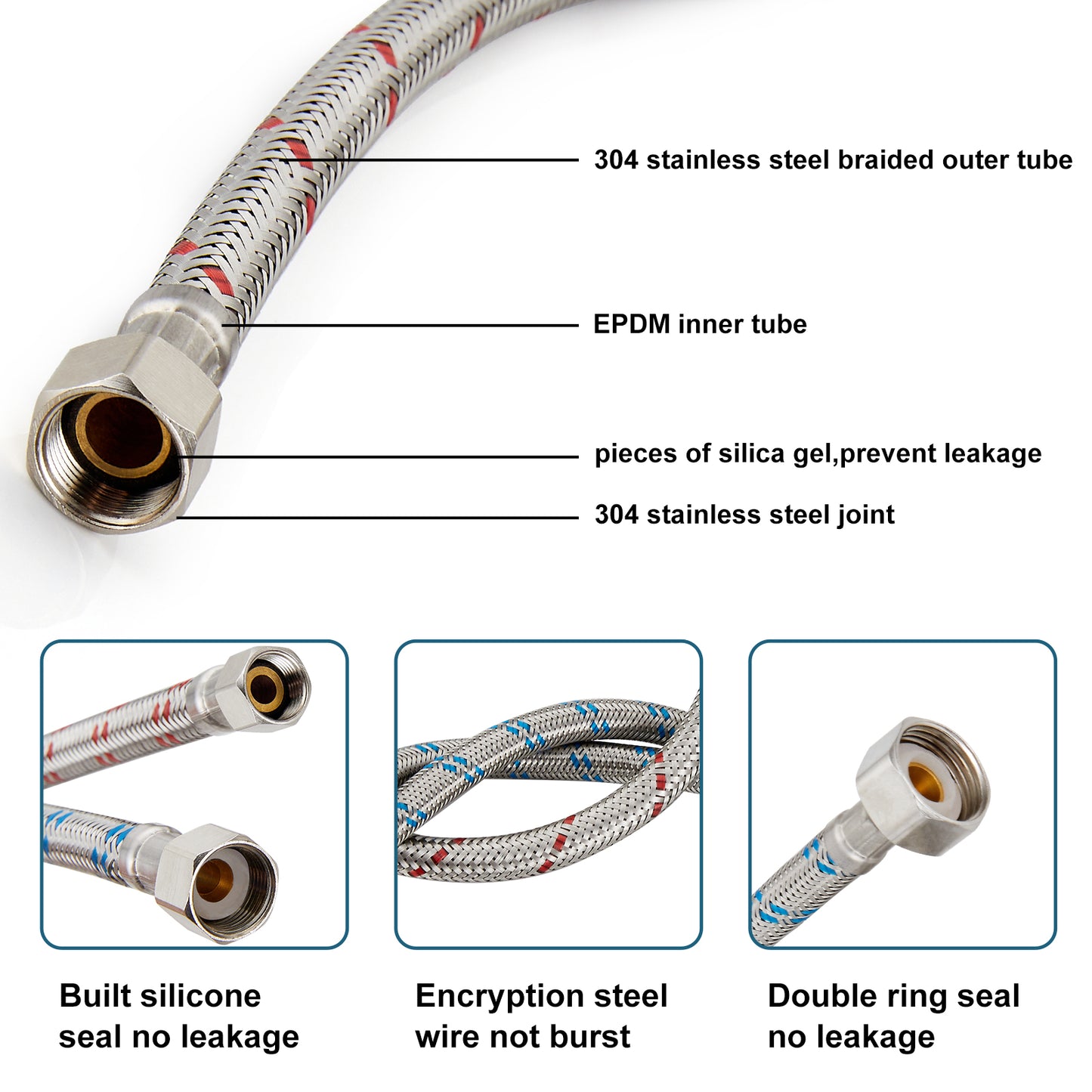 
                  
                    Midanya Faucet Hose Connector, Braided SUS304 Stainless Steel Water Supply Line, 3/8-Inch Female Compression Thread x 1/2 Inch I.P. Female Straight Thread, x 2 Pcs, (1 Pair)
                  
                