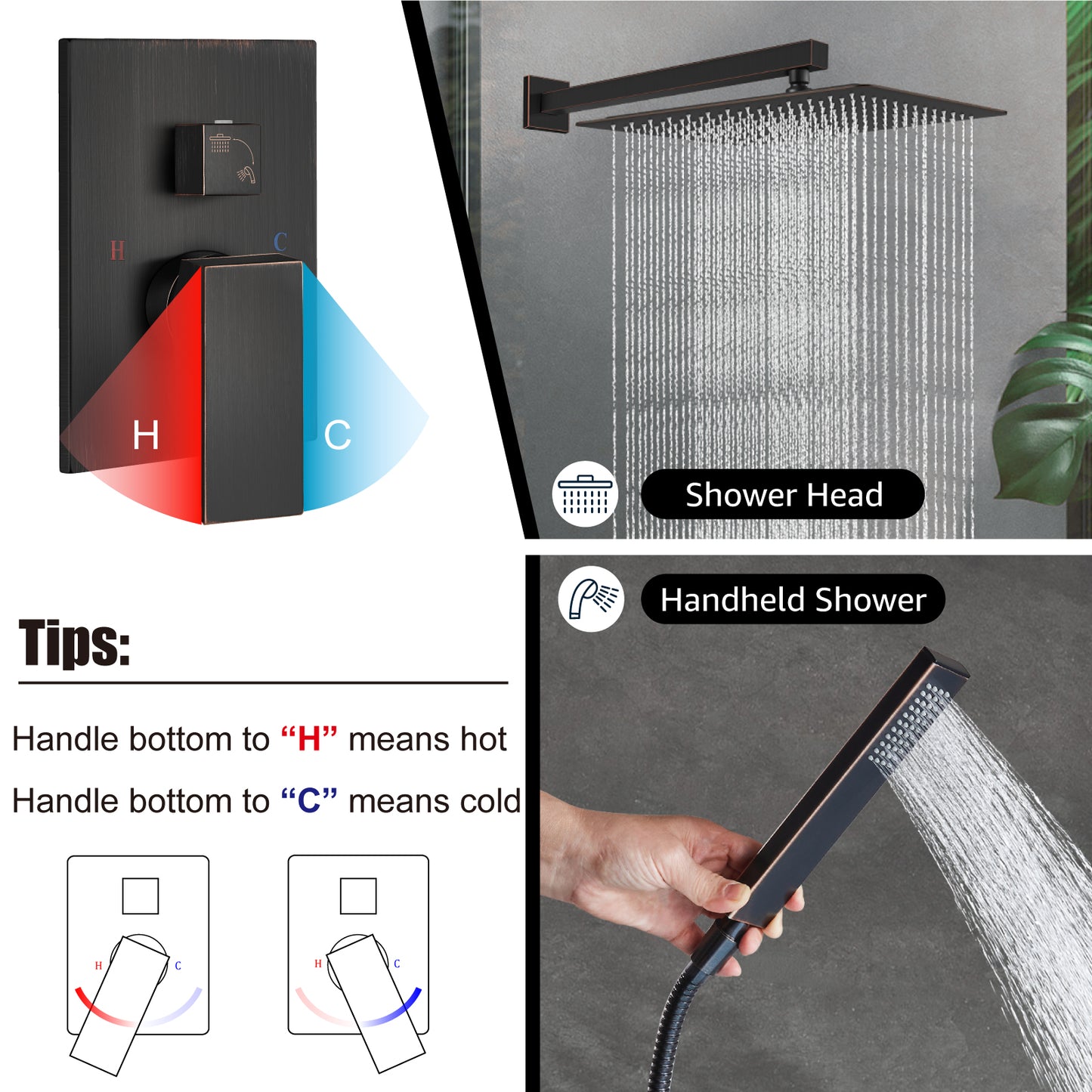 
                  
                    Midanya Rain Shower System Wall Mount Shower Faucet Set 16 Inch Square High Pressure Showerhead with Hand Sprayer Rough-In Valve Body and Trim Included Mixer Shower Combo Set Bathroom
                  
                