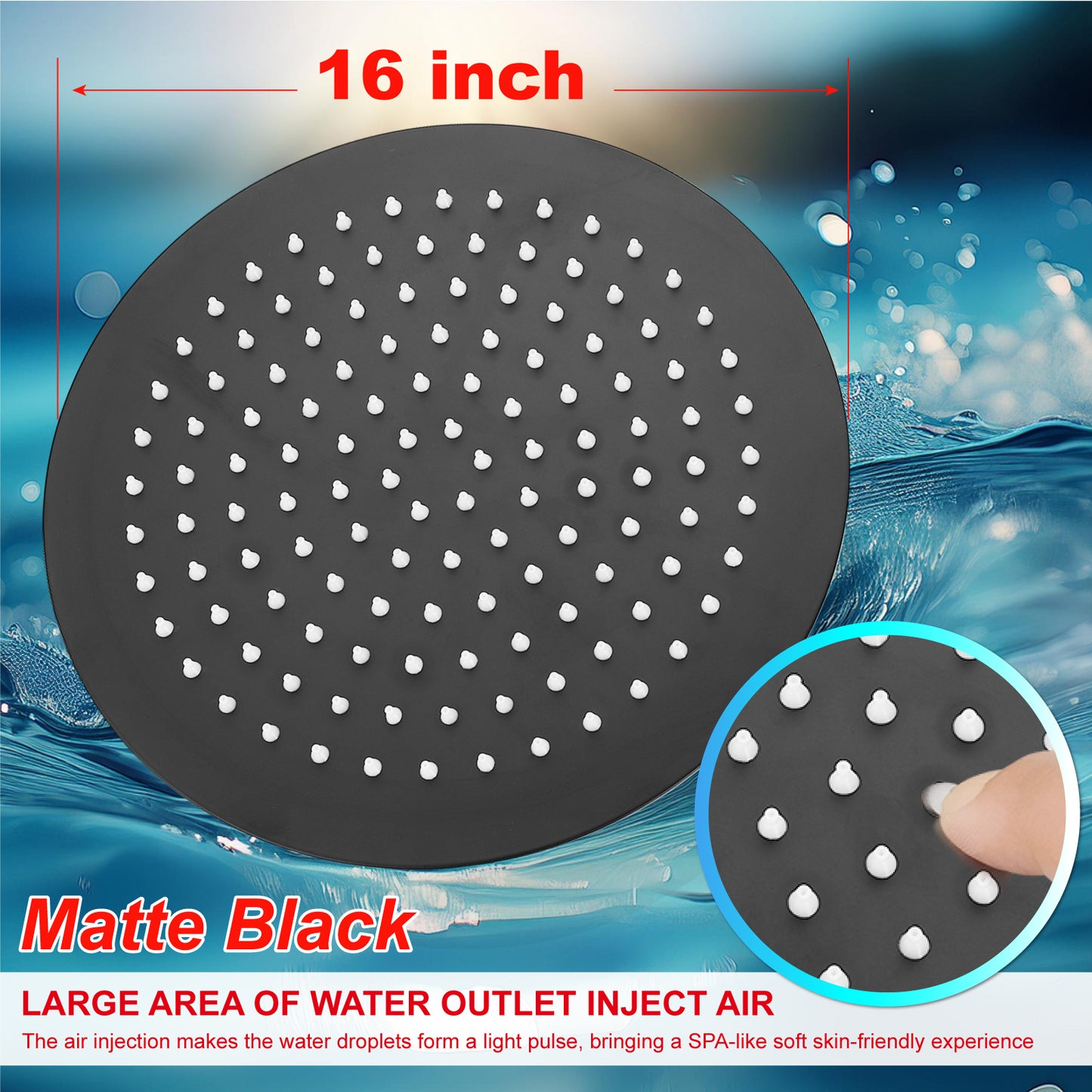 
                  
                    Midanya Round Rainfall Shower Head,16 Inch Stainless Steel High Pressure High Flow Stainless Steel Rainfall Shower Head,Ultra Thin Design High Pressure
                  
                