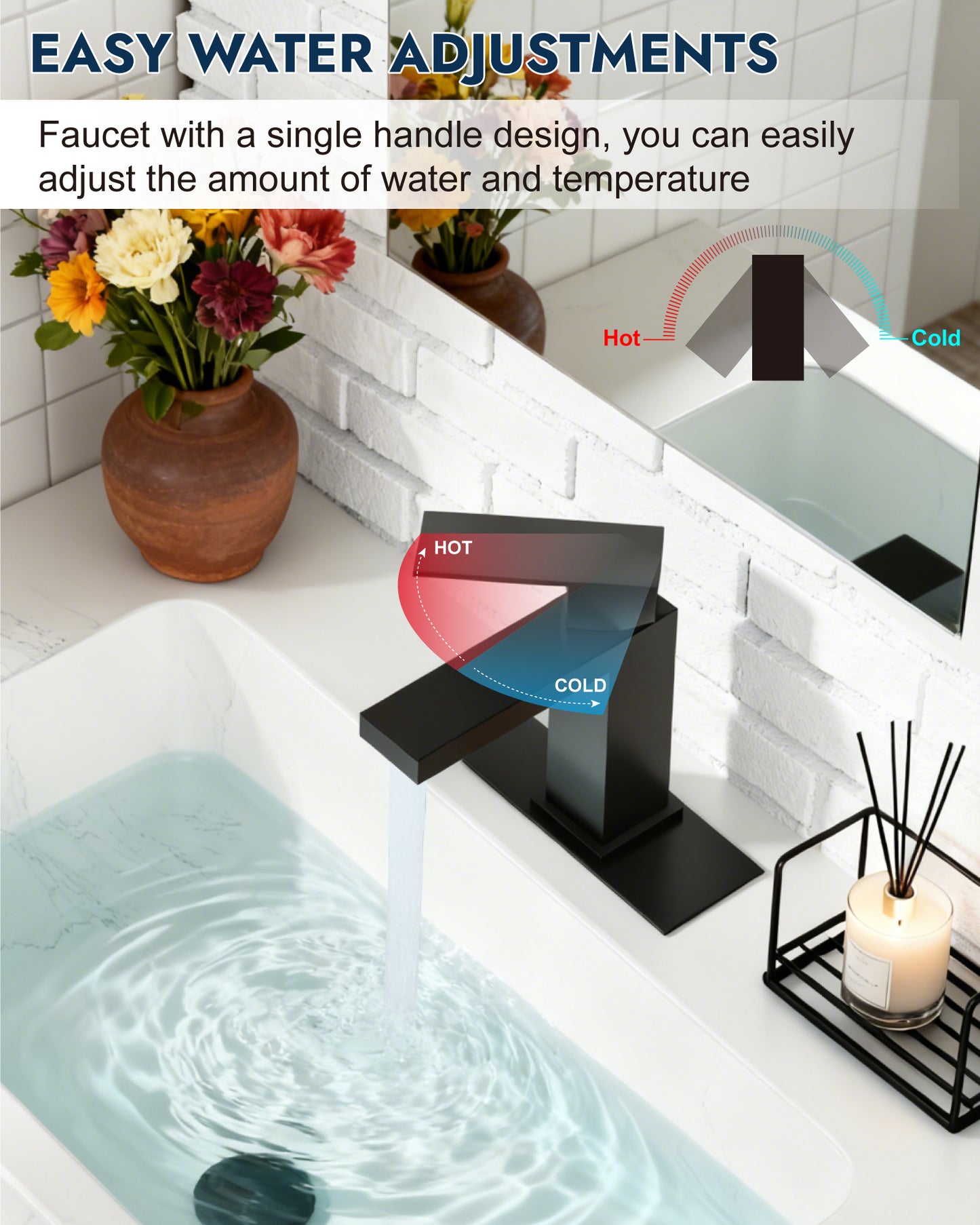 
                  
                    Midanya Bathroom Sink Faucet 1 Hole Single Handle Deck Mount Lavatory Mixer Tap with Cover Plate and Pop-up Drain One Lever Stainless Steel SUS304 Commercial
                  
                