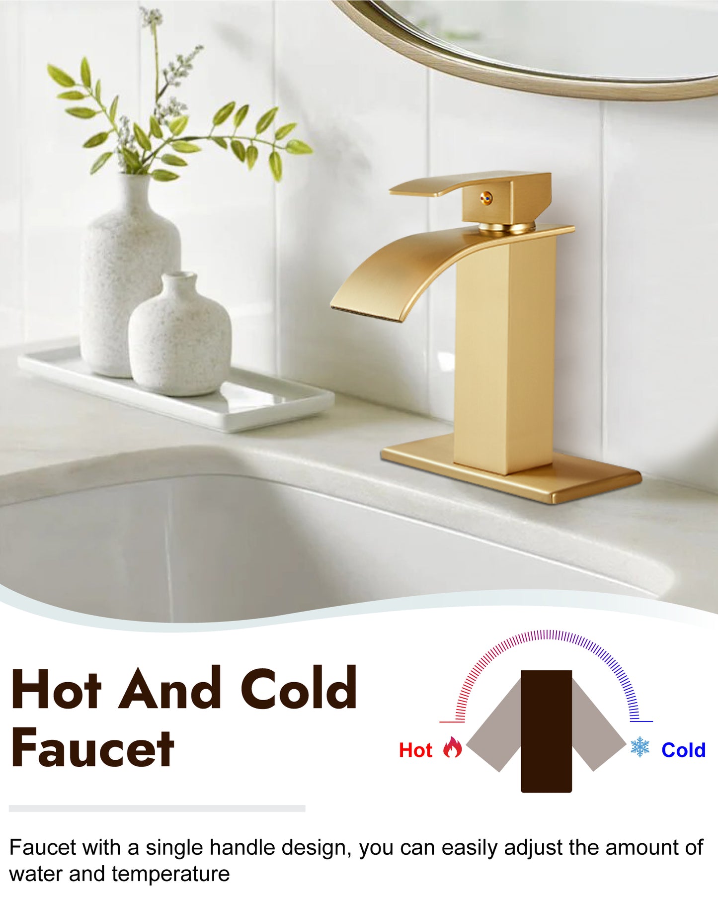 
                  
                    Midanya Bathroom Sink Faucet Waterfall Spout Single Handle 1 Hole Deck Mount Mixer Tap Lavatory Vanity Sink Faucet Commercial with Deck Plate and Pop Up Drain
                  
                