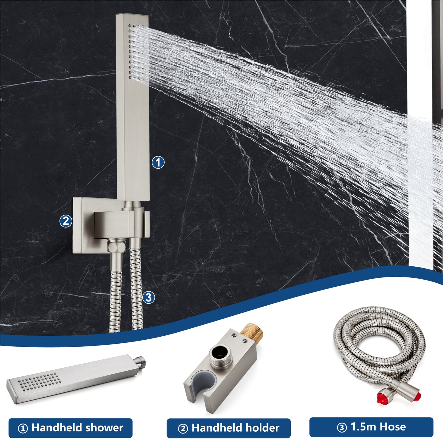 
                  
                    Midanya Rain Shower System 10 inch Tub Shower Faucet Set Square Rainfall Head with Handheld Sprayer and Waterfall Tub Spout Combo,Wall Mount
                  
                