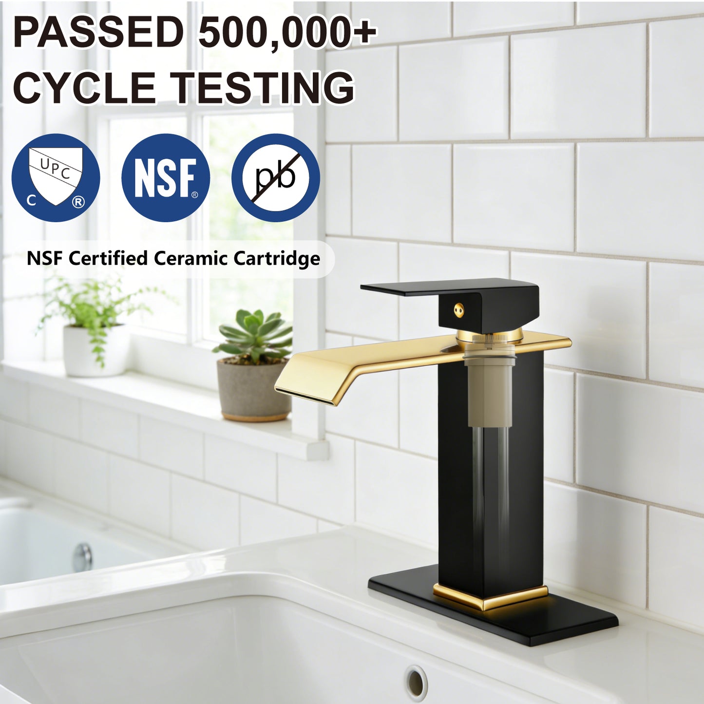 
                  
                    Midanya Waterfall Bathroom Sink Faucet Single Hole 1 Handle Deck Mount 1or 3 Hole Commercial Mixer Tap Lavatory Vanity Faucet with Deck Plate and Pop Up Drain
                  
                