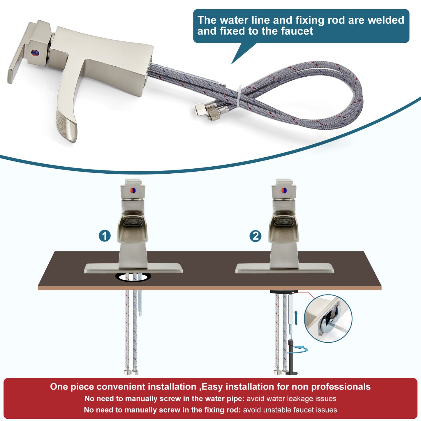 
                  
                    Midanya Single Handle Bathroom Sink Faucet, Waterfall Bathroom Faucet for 1 Hole or 3 Holes, Lavatory RV Vanity Faucet with Deck Mount Pop-Up Drain and Water Supply Lines
                  
                