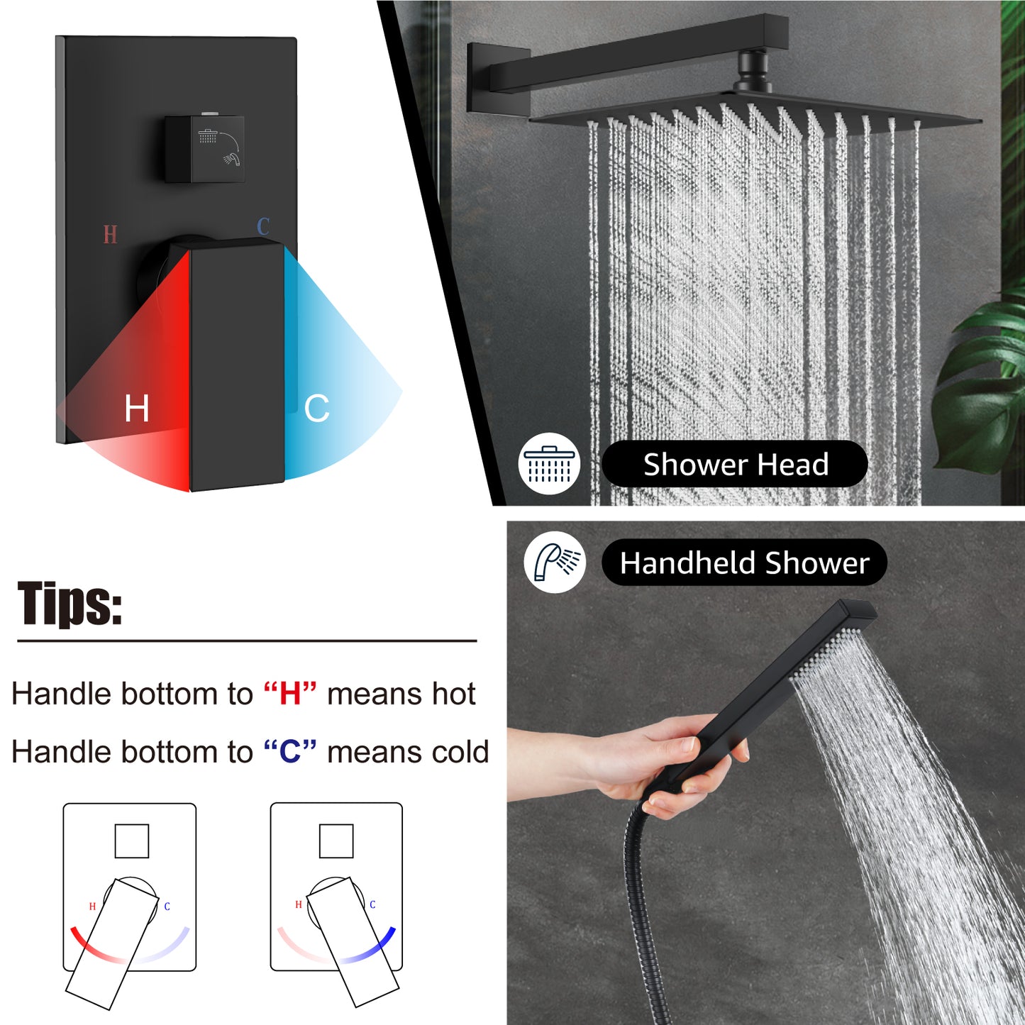
                  
                    Midanya Rain Shower System Wall Mount Shower Faucet Set 16 Inch Square High Pressure Showerhead with Hand Sprayer Rough-In Valve Body and Trim Included Mixer Shower Combo Set Bathroom
                  
                