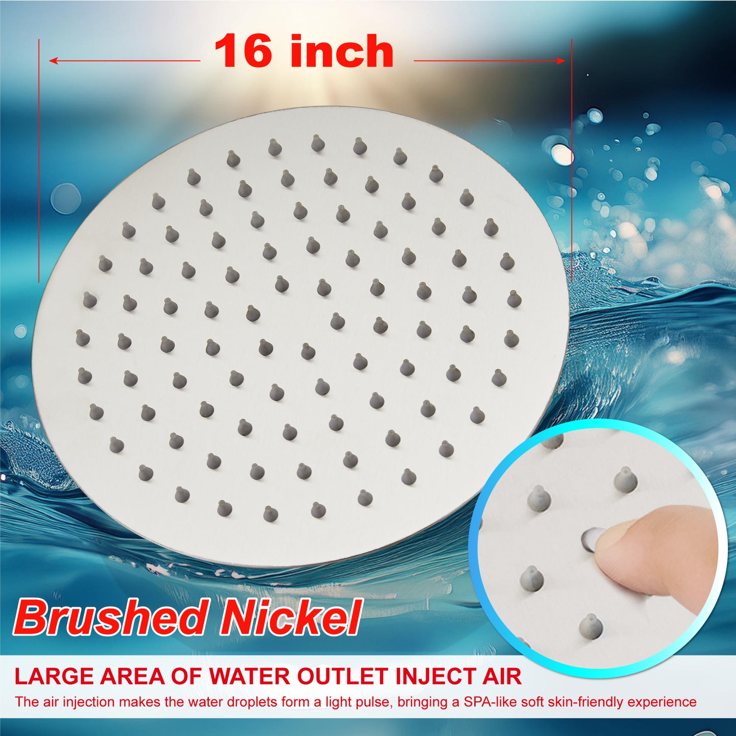 
                  
                    Midanya Round Rainfall Shower Head,16 Inch Stainless Steel High Pressure High Flow Stainless Steel Rainfall Shower Head,Ultra Thin Design High Pressure
                  
                