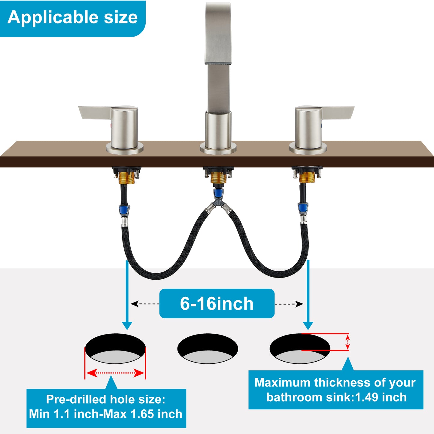 
                  
                    Midanya 8 inch Widespread Bathroom Sink Faucet,Modern Waterfall 3 Hole 2 Handles Bathroom Faucet 8" Vanity Faucets with Pop Up Drain and Water Supply Lines
                  
                