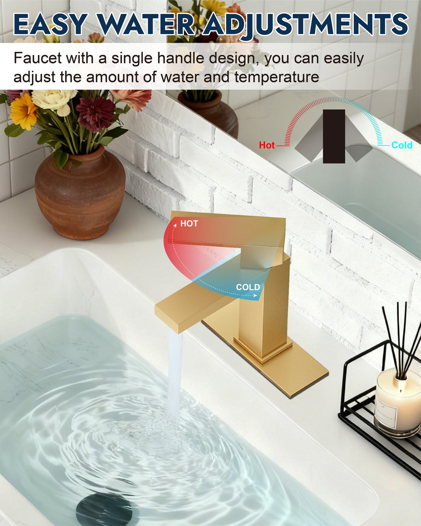 
                  
                    Midanya Bathroom Sink Faucet 1 Hole Single Handle Deck Mount Lavatory Mixer Tap with Cover Plate and Pop-up Drain One Lever Stainless Steel SUS304 Commercial
                  
                