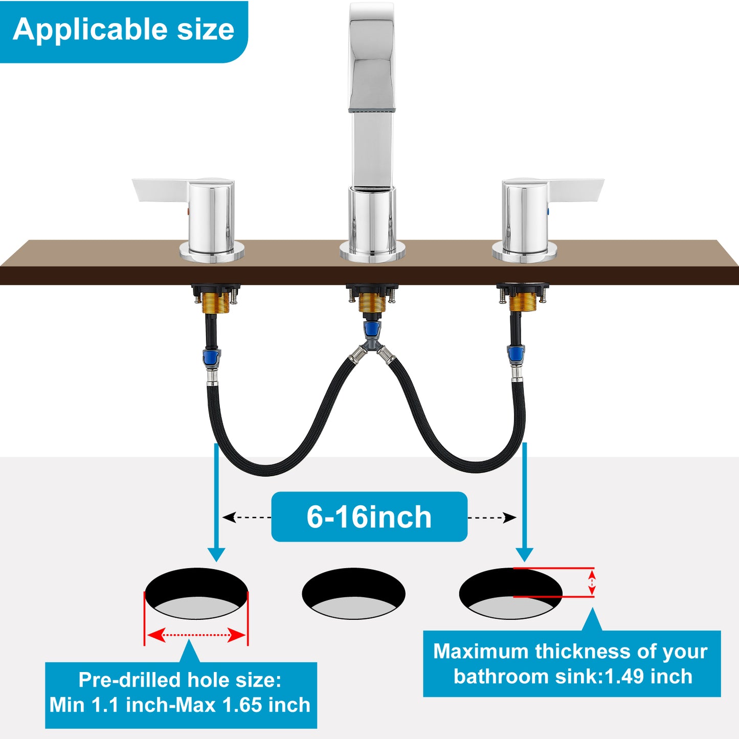 
                  
                    Midanya 8 inch Widespread Bathroom Sink Faucet,Modern Waterfall 3 Hole 2 Handles Bathroom Faucet 8" Vanity Faucets with Pop Up Drain and Water Supply Lines
                  
                