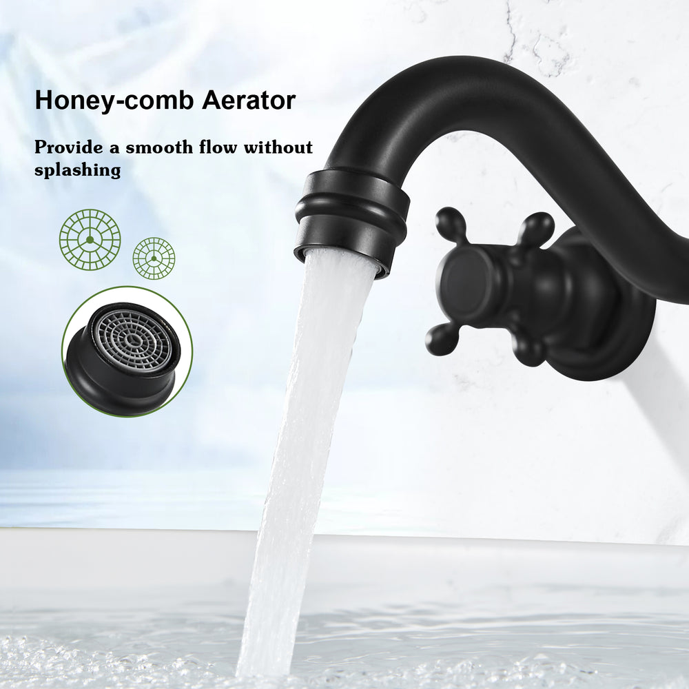 
                  
                    Midanya Bathroom Sink Faucet Widespread  Wall Mount 3 Holes 2 Cross Knobs Lavatory Vessel Basin Mixer Tap Mixing Spout Double Handles Commercial
                  
                