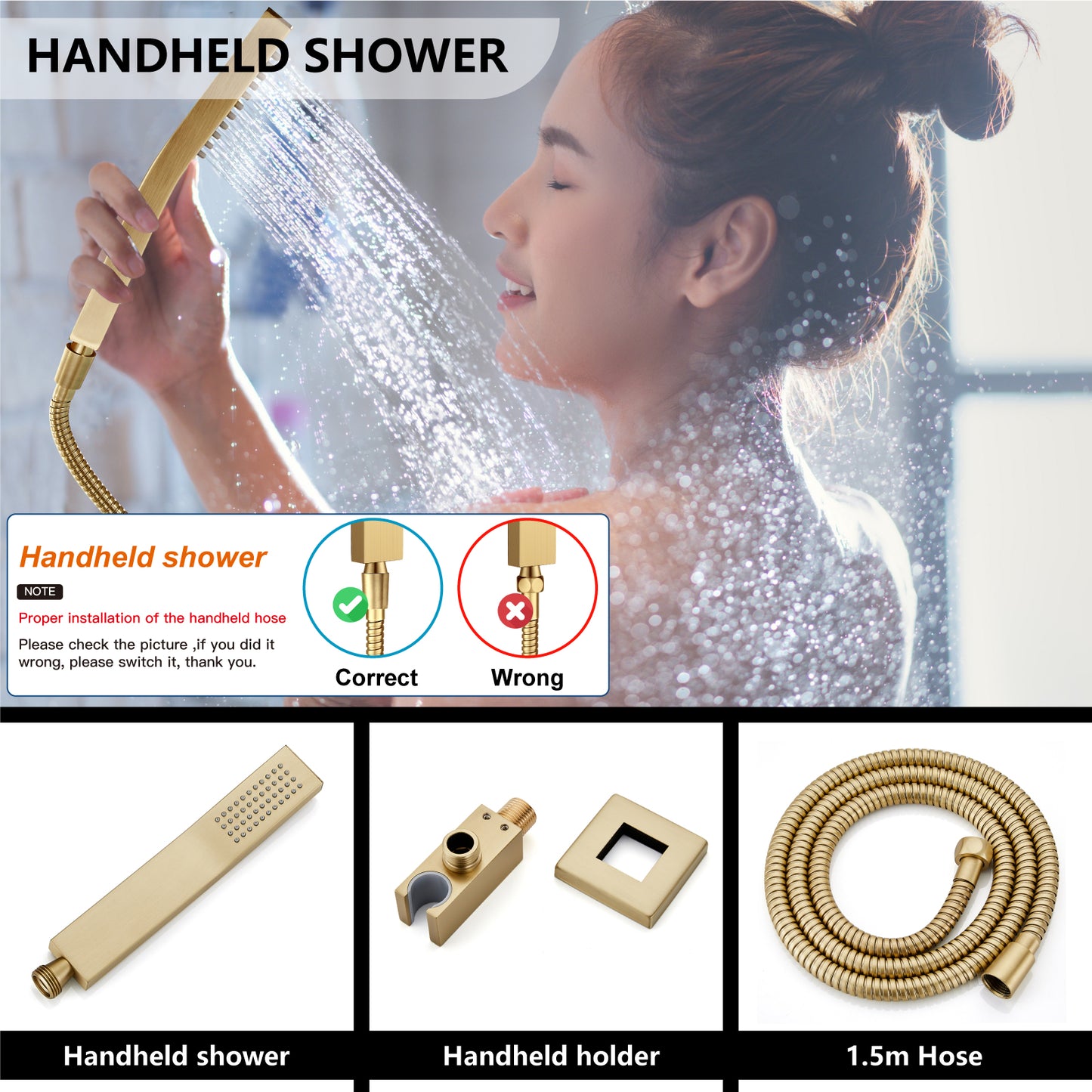 
                  
                    Midanya Rain Shower System Tub Shower Faucet Set 8 Inch Square Rainfall Shower Head with Handheld Sprayer and Waterfall Tub Spout Rough-in Valve Shower Mixer Combo
                  
                