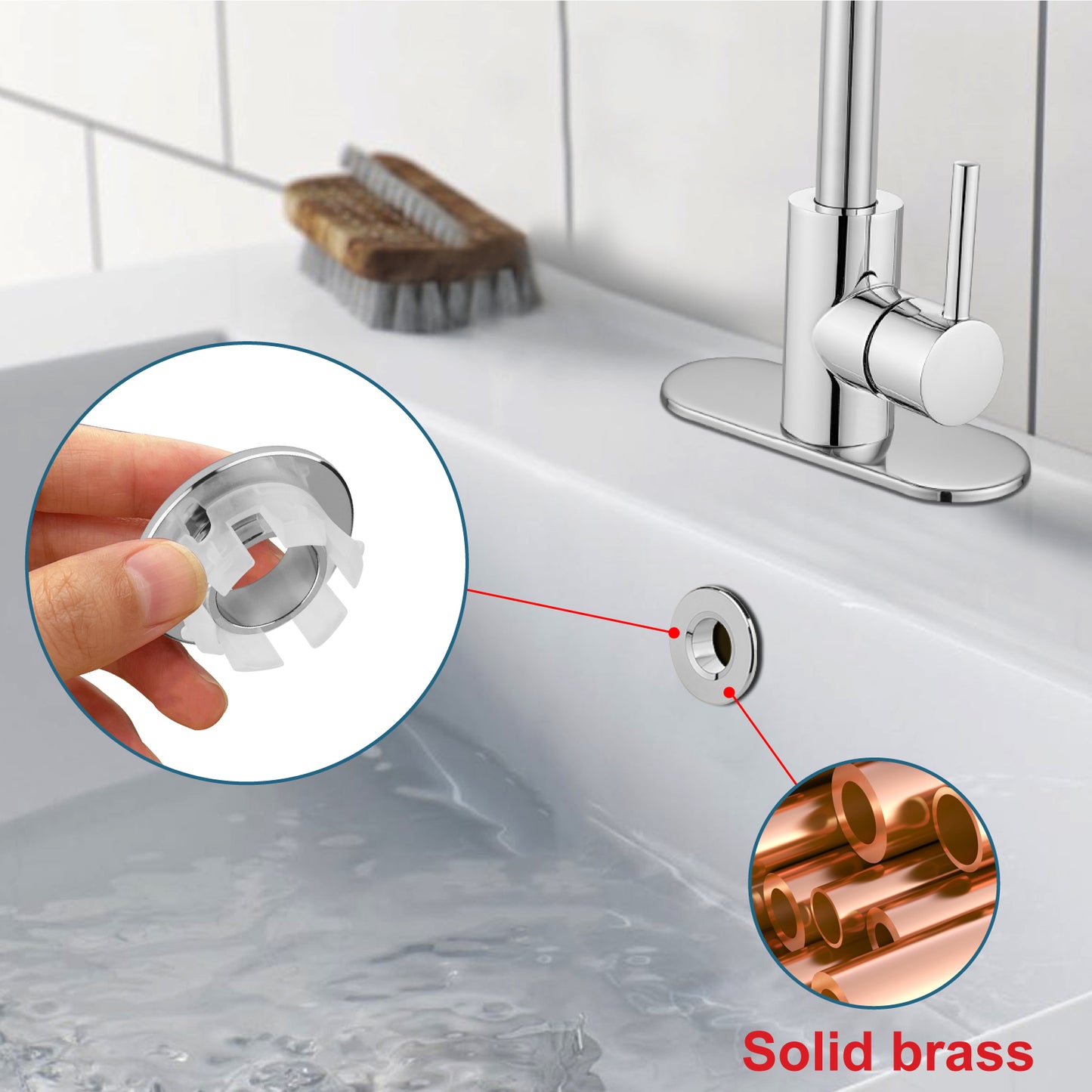 
                  
                    Midanya Sink Basin Trim Overflow Cover, Solid Brass Insert in Hole Round Caps, Vanity Vessel Sink Overflow Ring, Sink Overflow Cover Round Caps for Kitchen Bathroom, Pack of 1
                  
                