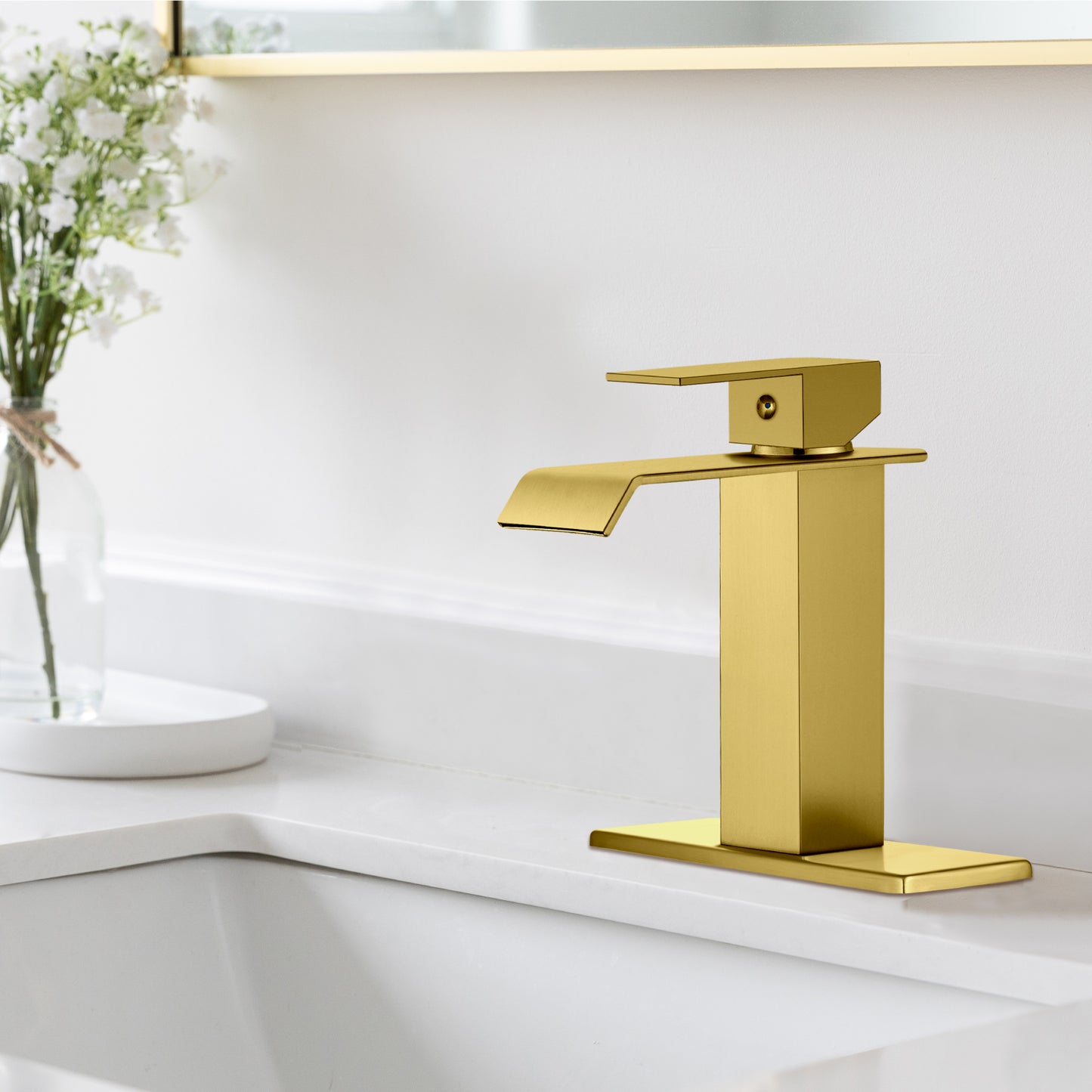 
                  
                    Midanya Waterfall Bathroom Sink Faucet Single Hole 1 Handle Deck Mount 1or 3 Hole Commercial Mixer Tap Lavatory Vanity Faucet with Deck Plate and Pop Up Drain
                  
                