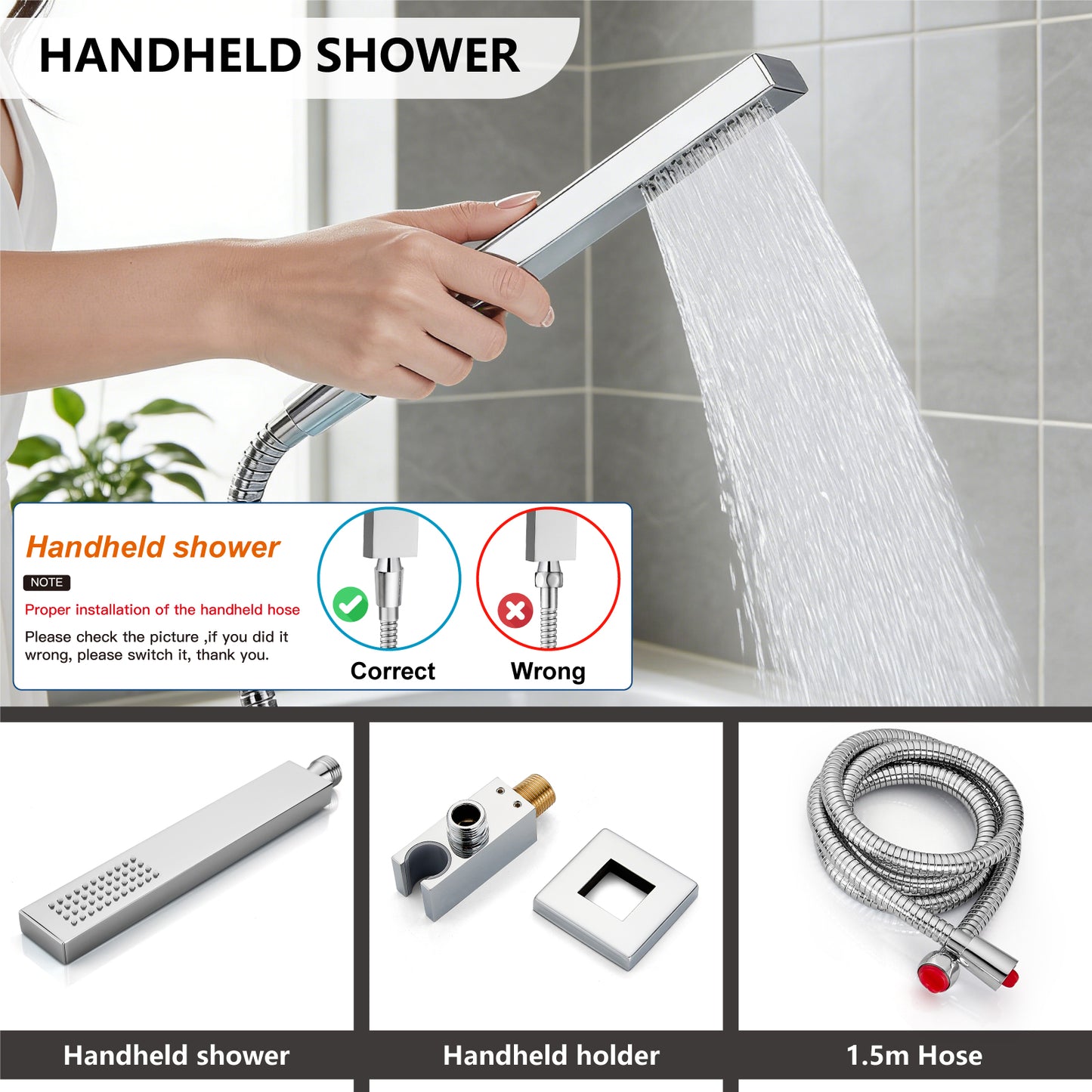
                  
                    Midanya Rain Shower System Tub Shower Faucet Set 16 Inch Square Rainfall High Pressure Shower Head with Handheld Sprayer and Waterfall Tub Spout Rough-in Valve Shower Mixer Combo
                  
                
