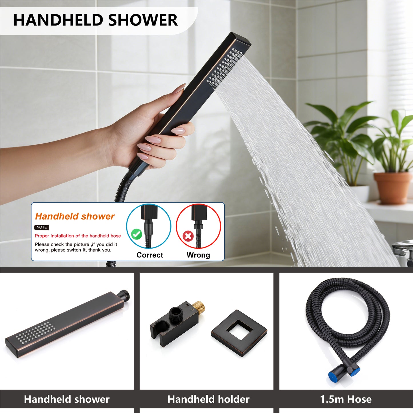 
                  
                    Midanya Rain Shower System Tub Shower Faucet Set 16 Inch Square Rainfall High Pressure Shower Head with Handheld Sprayer and Waterfall Tub Spout Rough-in Valve Shower Mixer Combo
                  
                