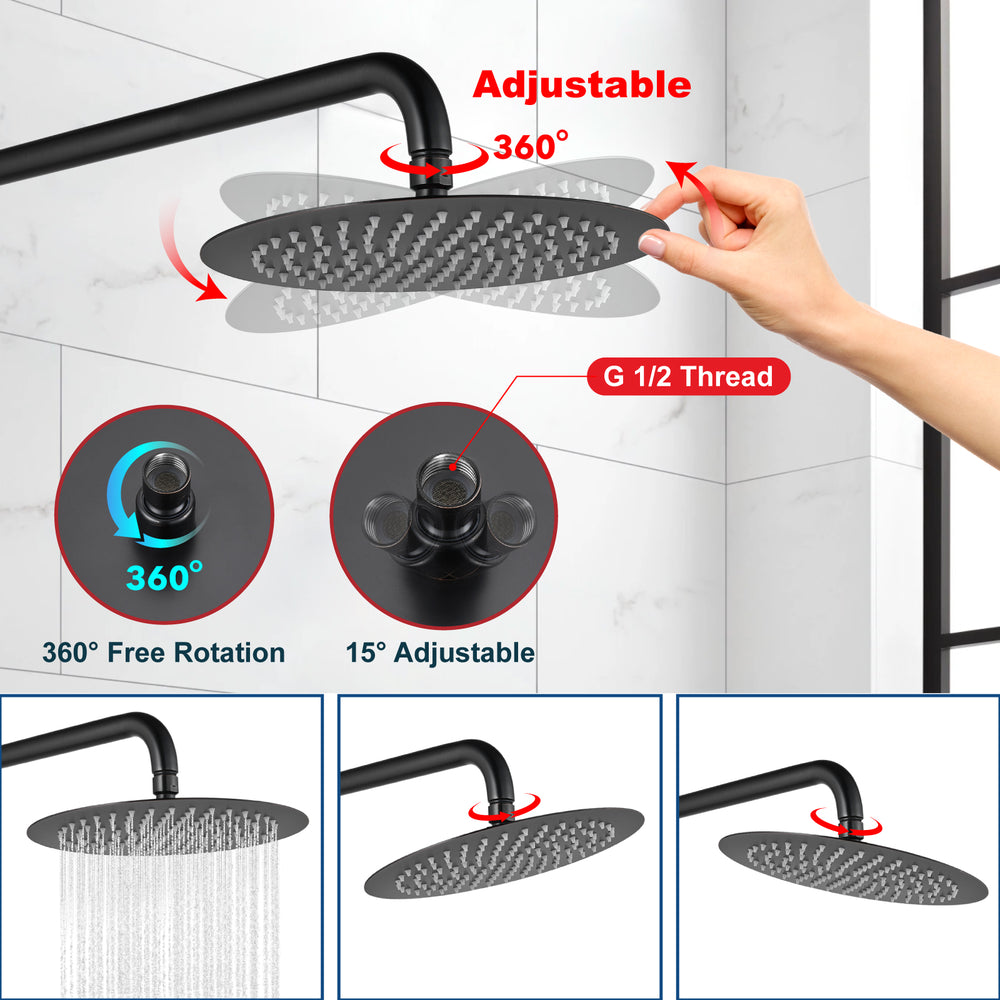 Midanya Round Rainfall Shower Head,6 Inch Stainless Steel High Pressure High Flow Stainless Steel Rainfall Shower Head,Ultra Thin Design High Pressure