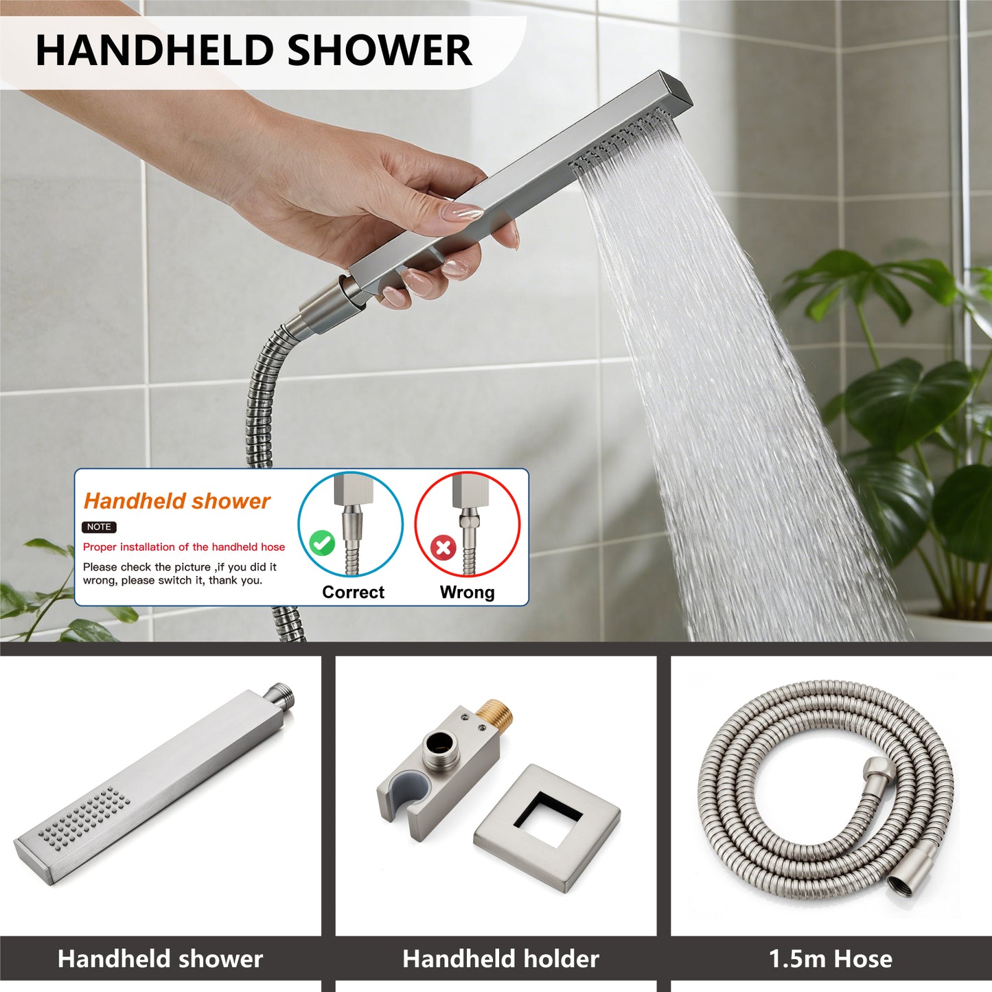 
                  
                    Midanya Rain Shower System Tub Shower Faucet Set 16 Inch Square Rainfall High Pressure Shower Head with Handheld Sprayer and Waterfall Tub Spout Rough-in Valve Shower Mixer Combo
                  
                