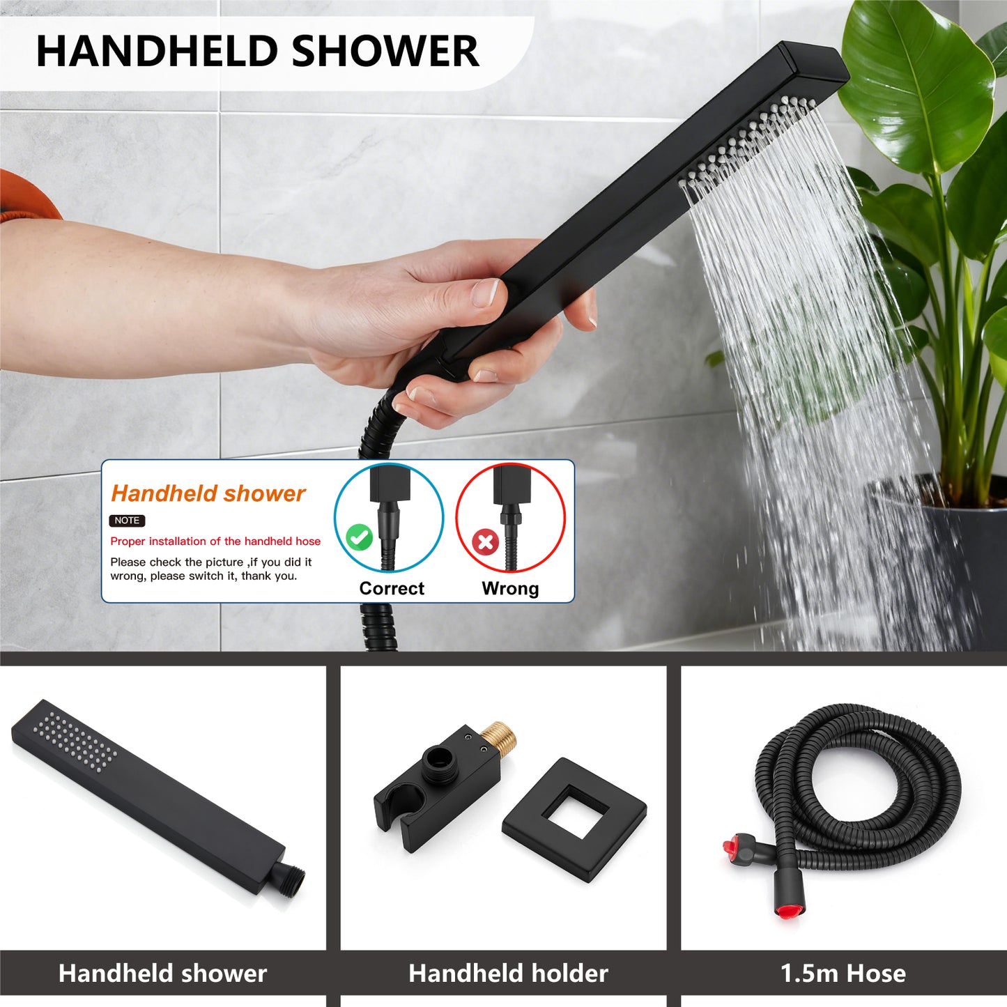 
                  
                    Midanya Rain Shower System Tub Shower Faucet Set 16 Inch Square Rainfall High Pressure Shower Head with Handheld Sprayer and Waterfall Tub Spout Rough-in Valve Shower Mixer Combo
                  
                