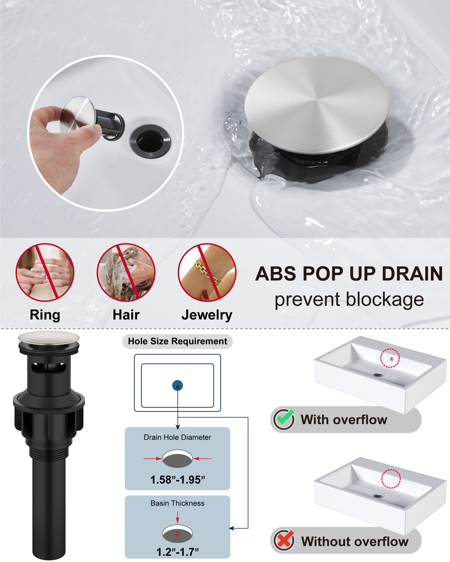 
                  
                    Midanya Bathroom Sink Faucet 1 Hole Single Handle Deck Mount Lavatory Mixer Tap with Cover Plate and Pop-up Drain One Lever Stainless Steel SUS304 Commercial
                  
                
