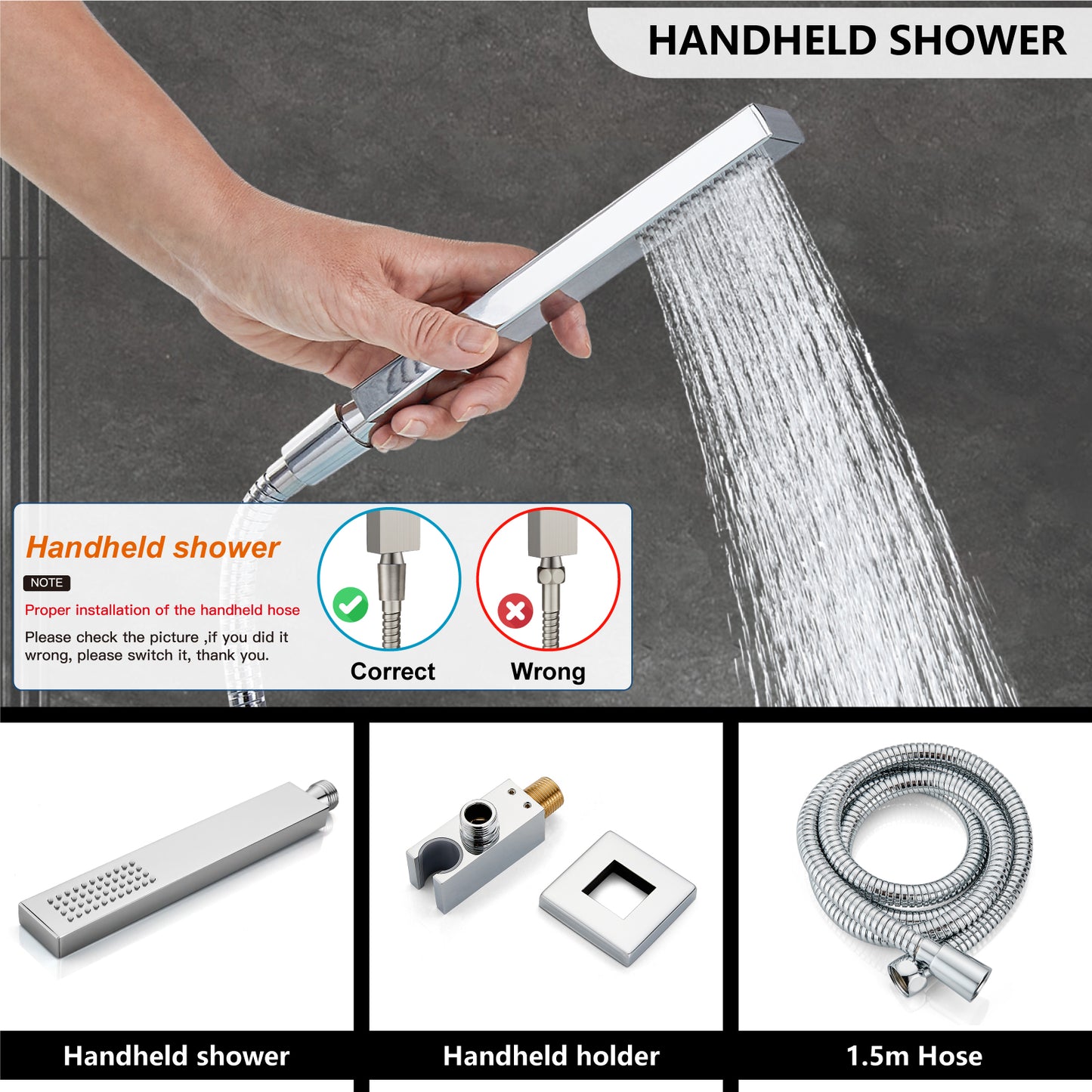 
                  
                    Midanya Rain Shower System Wall Mount Shower Faucet Set 16 Inch Square High Pressure Showerhead with Hand Sprayer Rough-In Valve Body and Trim Included Mixer Shower Combo Set Bathroom
                  
                
