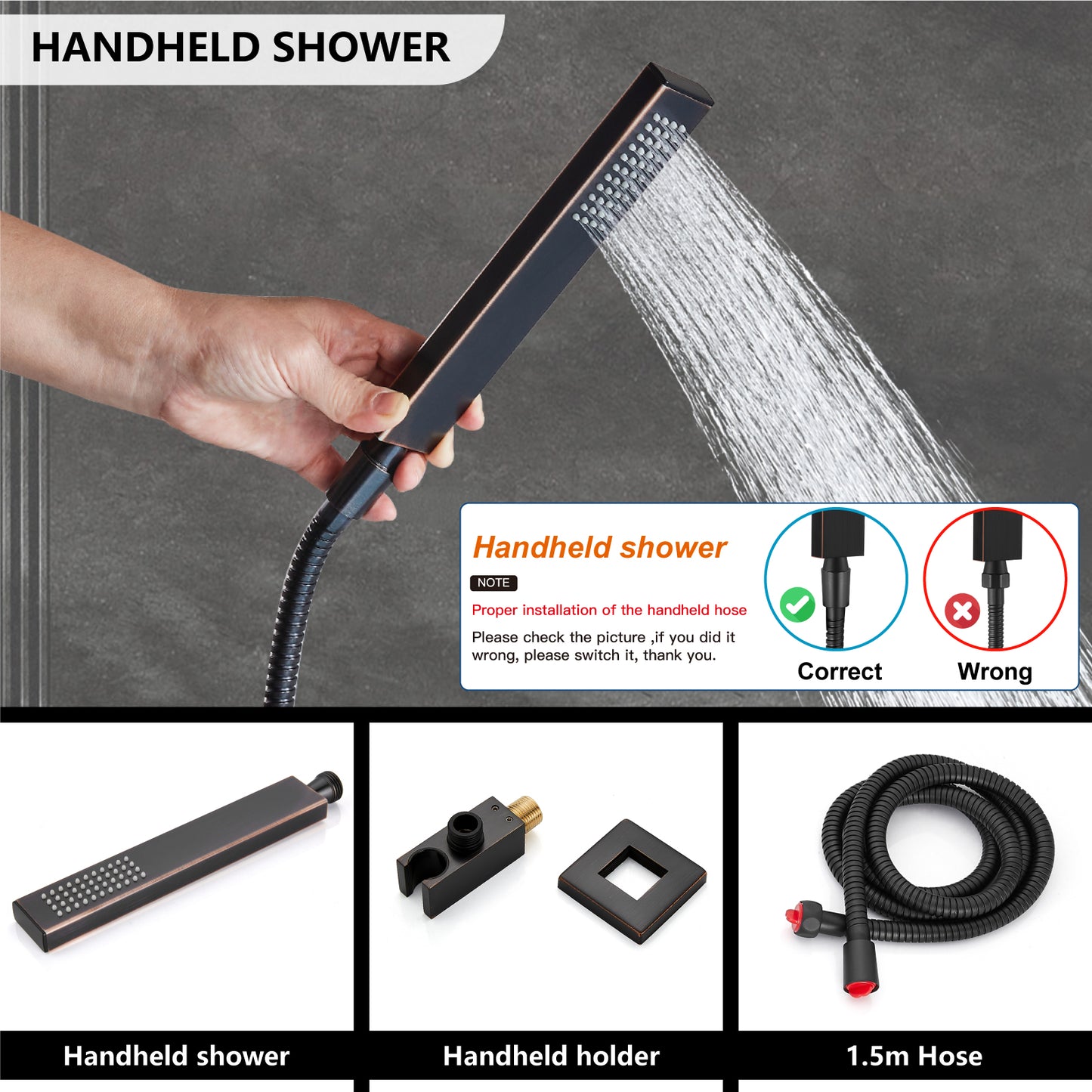 
                  
                    Midanya Rain Shower System Wall Mount Shower Faucet Set 16 Inch Square High Pressure Showerhead with Hand Sprayer Rough-In Valve Body and Trim Included Mixer Shower Combo Set Bathroom
                  
                
