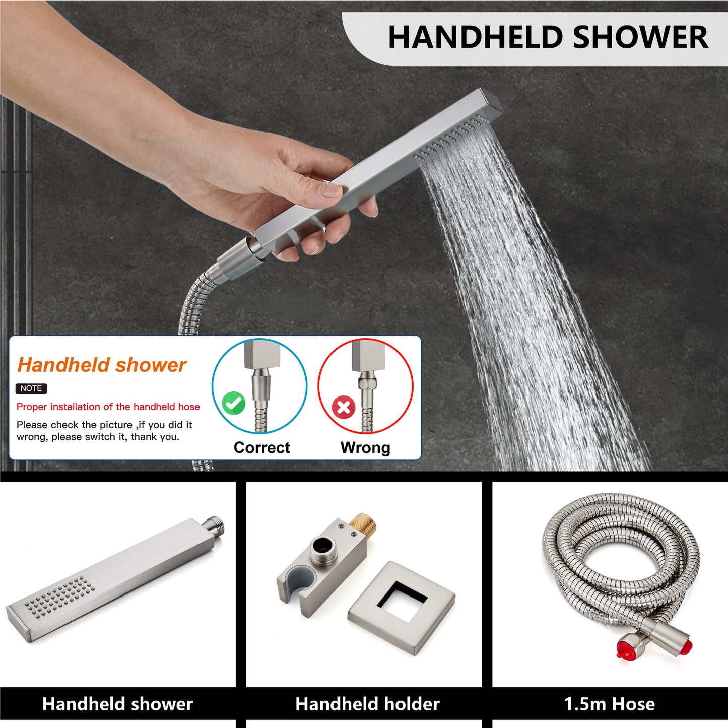 
                  
                    Midanya Rain Shower System Wall Mount Shower Faucet Set 16 Inch Square High Pressure Showerhead with Hand Sprayer Rough-In Valve Body and Trim Included Mixer Shower Combo Set Bathroom
                  
                