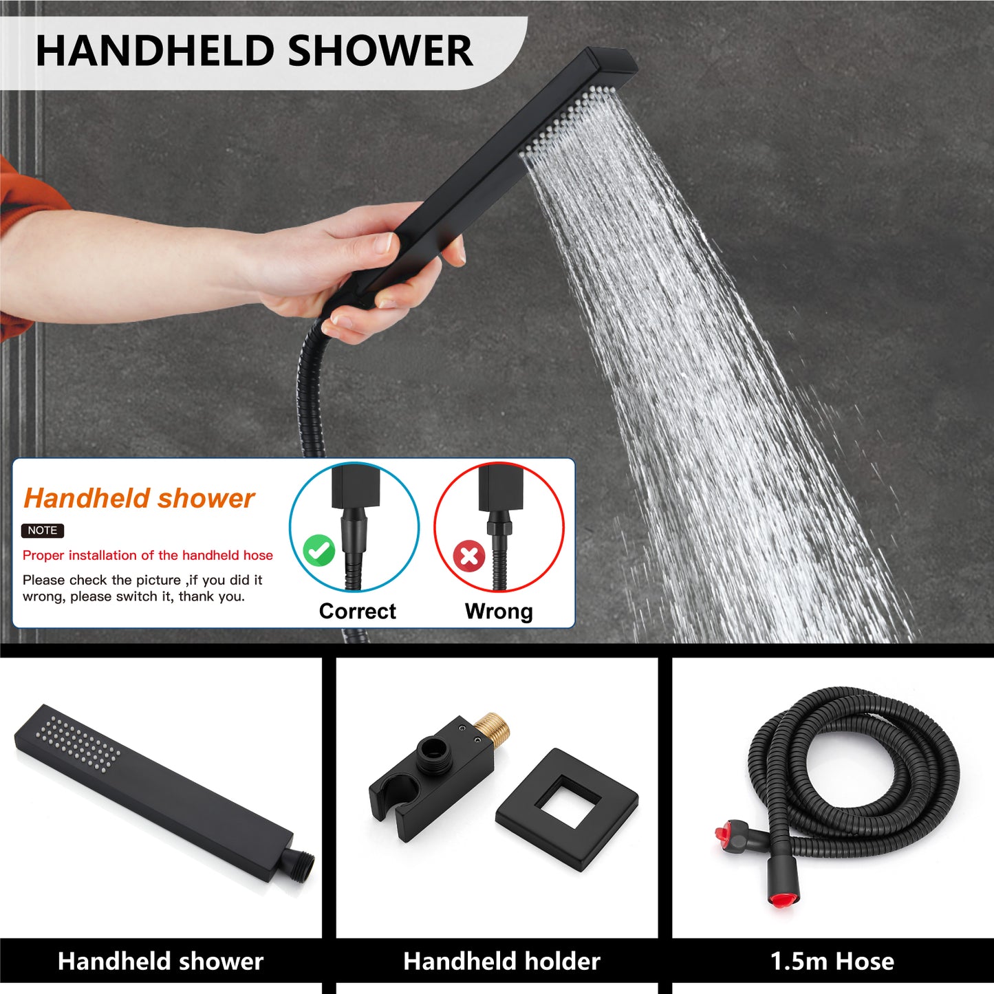 
                  
                    Midanya Rain Shower System Wall Mount Shower Faucet Set 16 Inch Square High Pressure Showerhead with Hand Sprayer Rough-In Valve Body and Trim Included Mixer Shower Combo Set Bathroom
                  
                