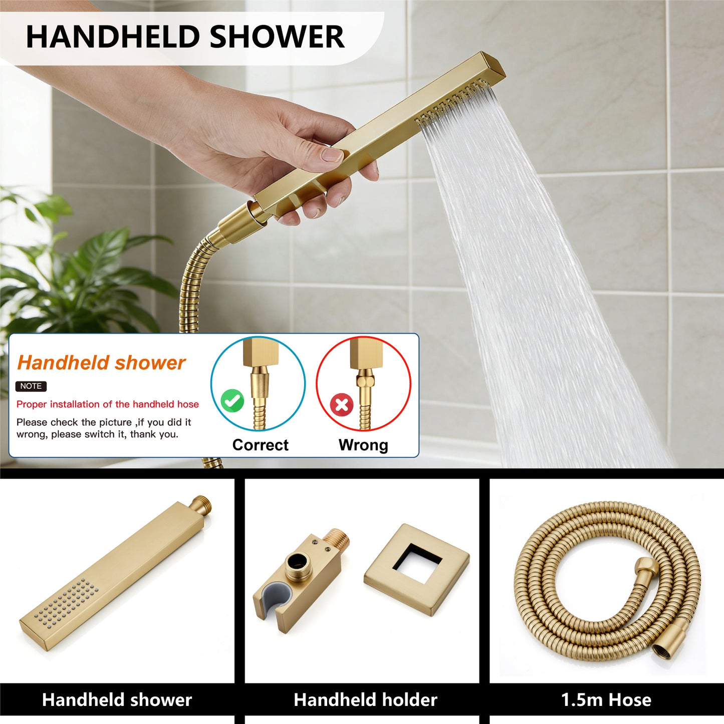 
                  
                    Midanya Rain Shower System Tub Shower Faucet Set 10 Inch Square Rainfall High Pressure Shower Head with Handheld Sprayer and Waterfall Tub Spout Rough-in Valve Shower Mixer Combo
                  
                