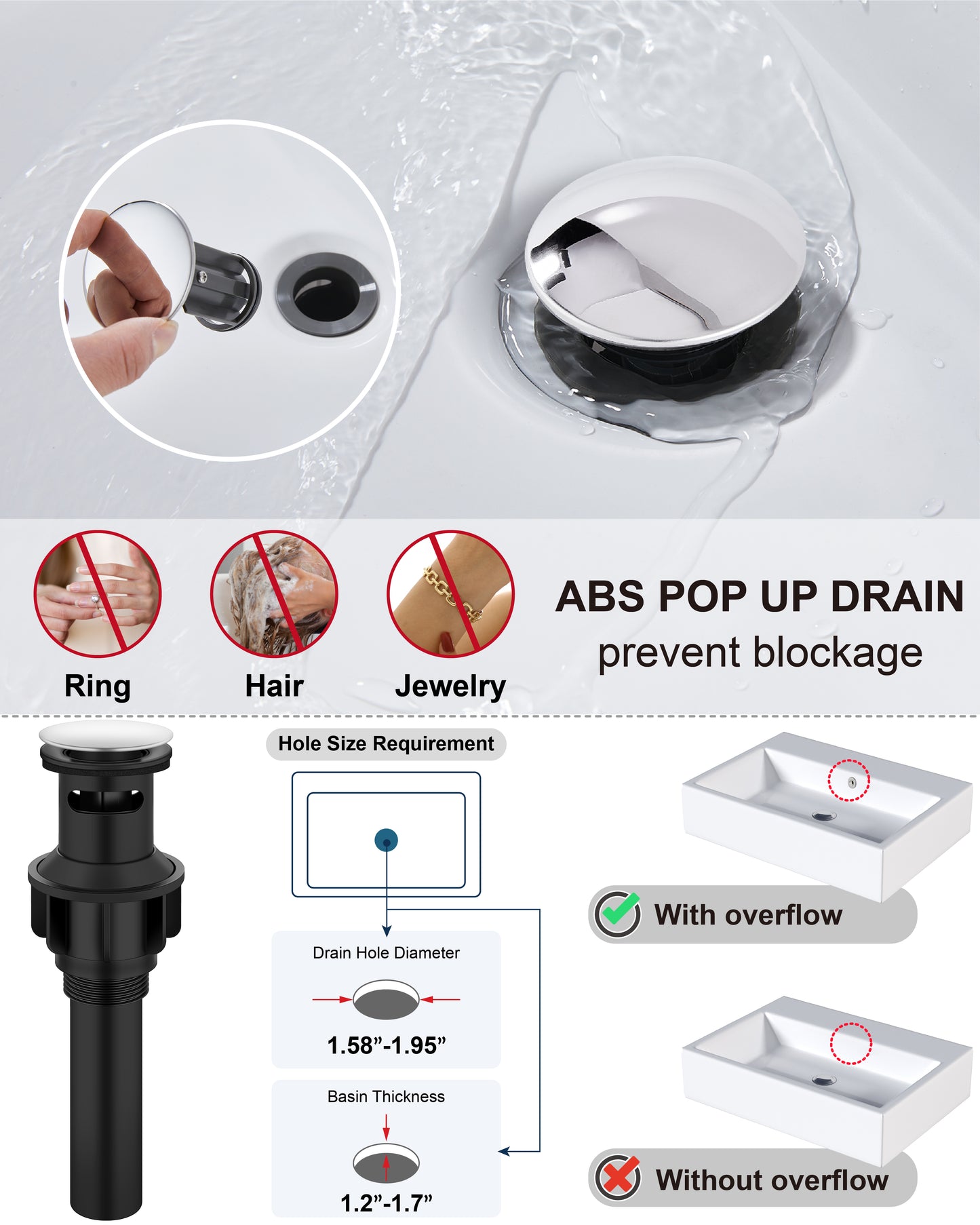 
                  
                    Midanya Bathroom Sink Faucet 1 Hole Single Handle Deck Mount Lavatory Mixer Tap with Cover Plate and Pop-up Drain One Lever Stainless Steel SUS304 Commercial
                  
                