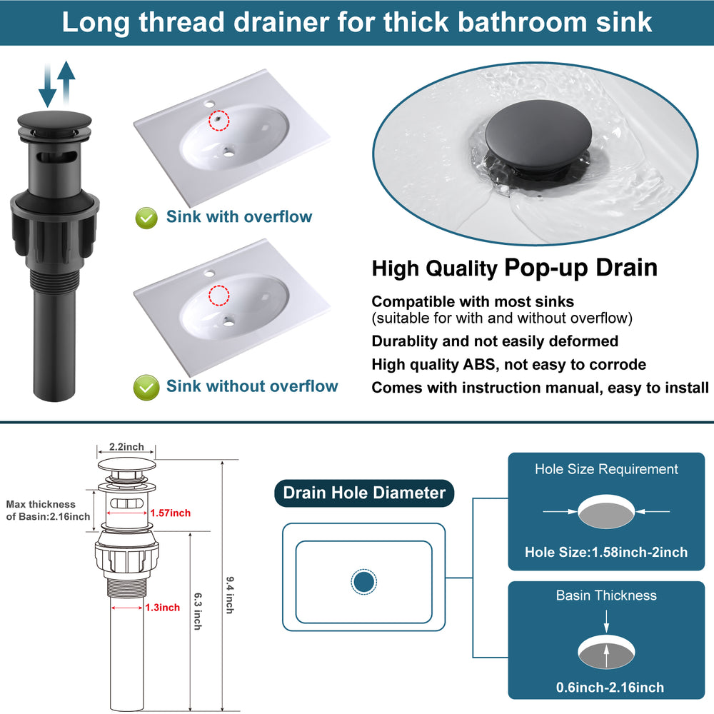 
                  
                    Midanya Bathroom Sink Faucet 1 Hole Single Handle Deck Mount Lavatory Mixer Tap with Cover Plate and Pop-up Drain One Lever Stainless Steel SUS304 Commercial
                  
                