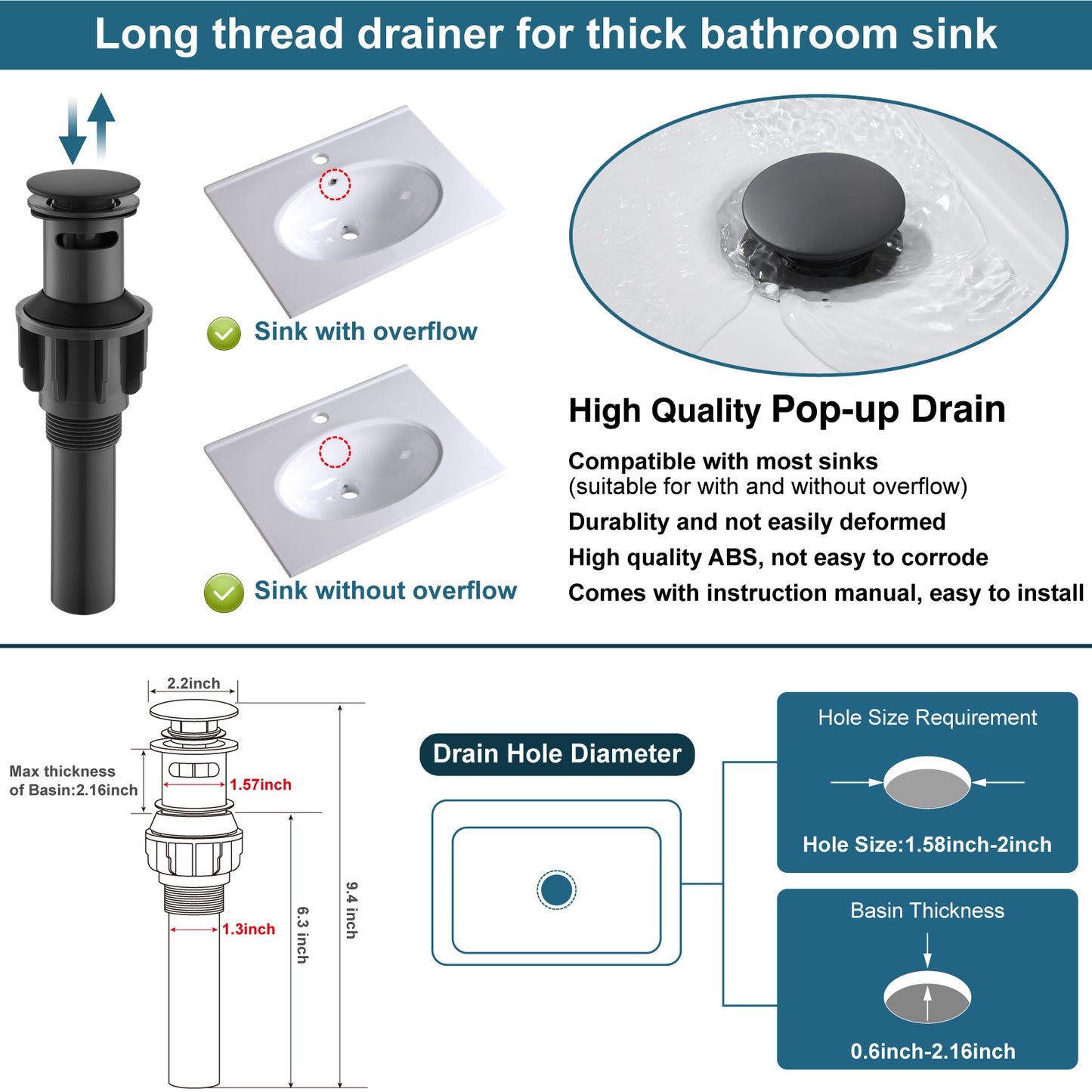 
                  
                    Midanya Bathroom Sink Faucet 1 Hole Single Handle Deck Mount Lavatory Mixer Tap with Cover Plate and Pop-up Drain One Lever Stainless Steel SUS304 Commercial
                  
                