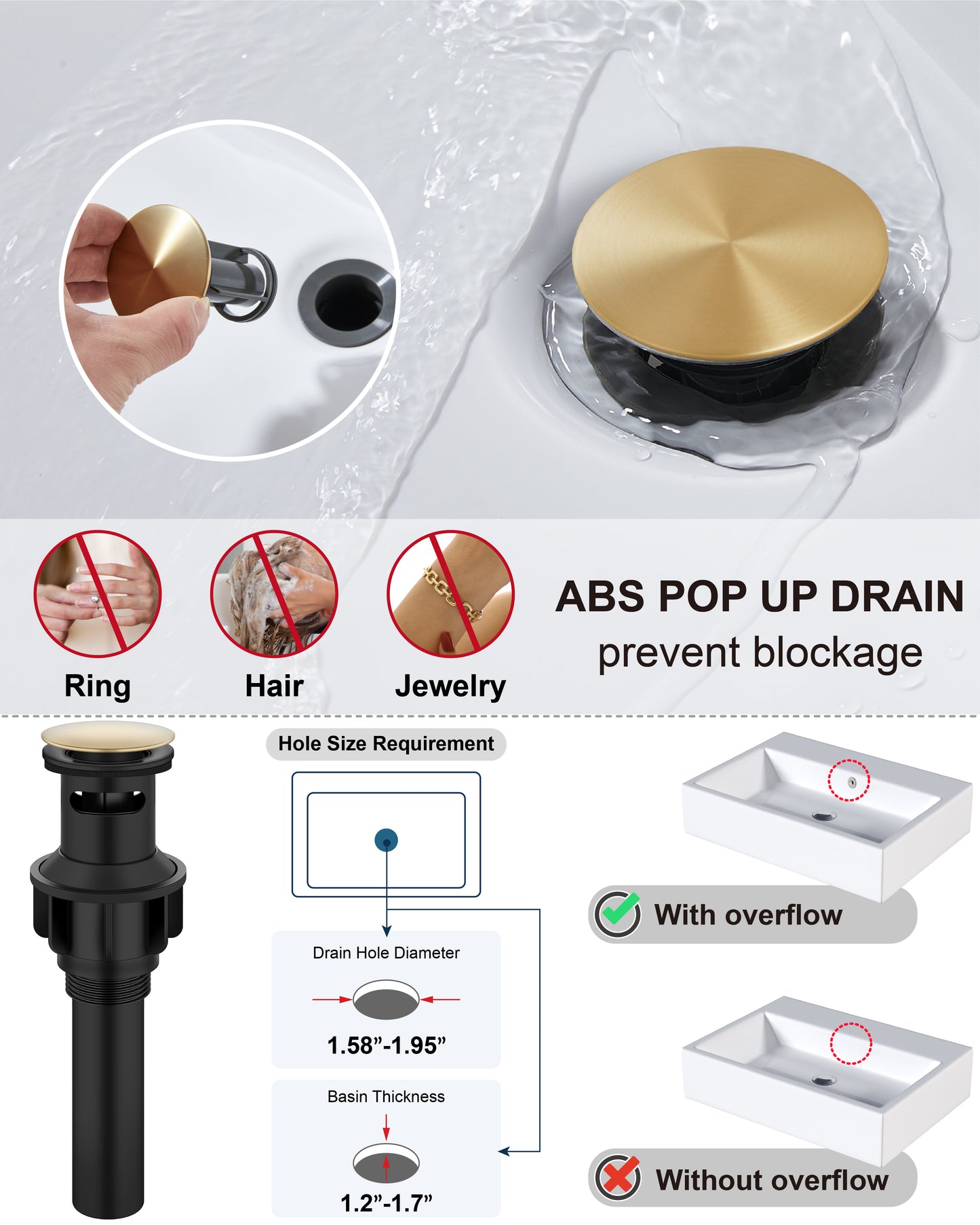 
                  
                    Midanya Bathroom Sink Faucet 1 Hole Single Handle Deck Mount Lavatory Mixer Tap with Cover Plate and Pop-up Drain One Lever Stainless Steel SUS304 Commercial
                  
                