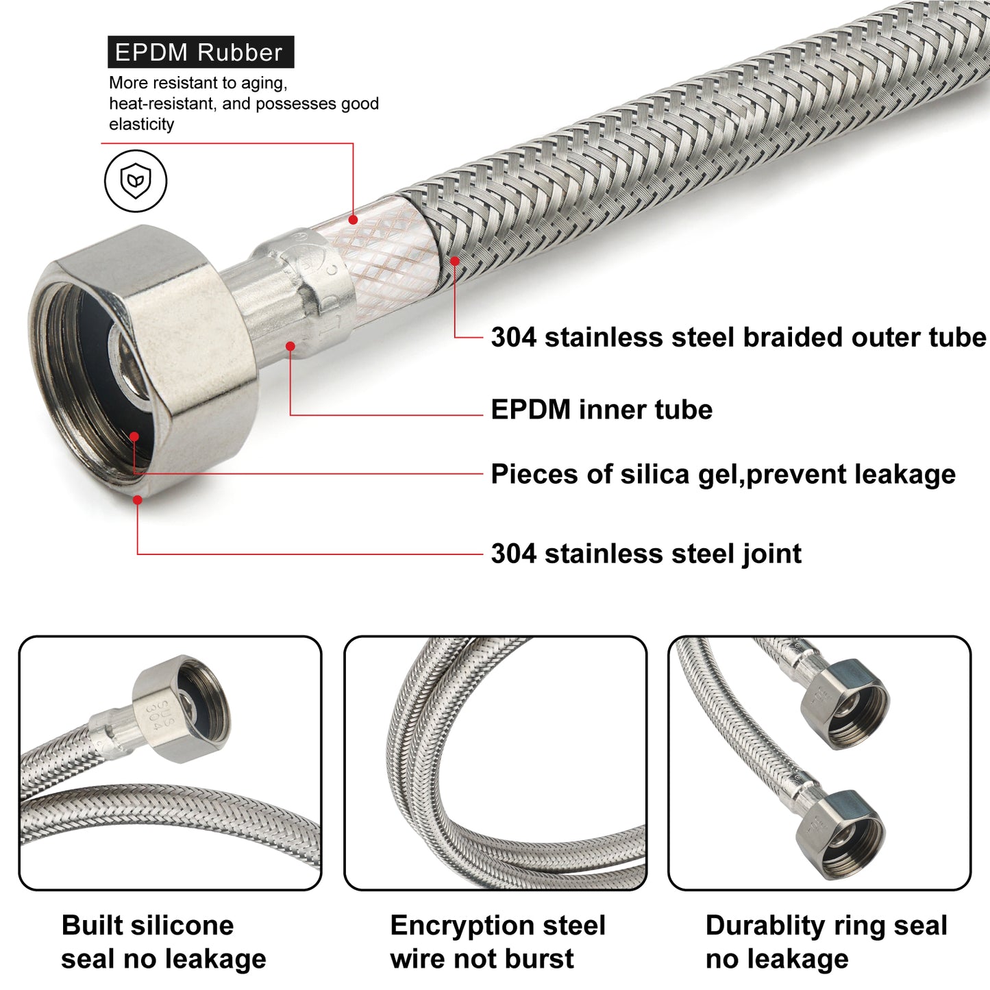 
                  
                    Midanya Faucet Supply Lines,Stainless Steel Braided Water Supply Line, 1/2" FIP x 1/2" FIP Faucet Hose, Faucet Hose Connector x 2 Pcs (1 Pair)
                  
                