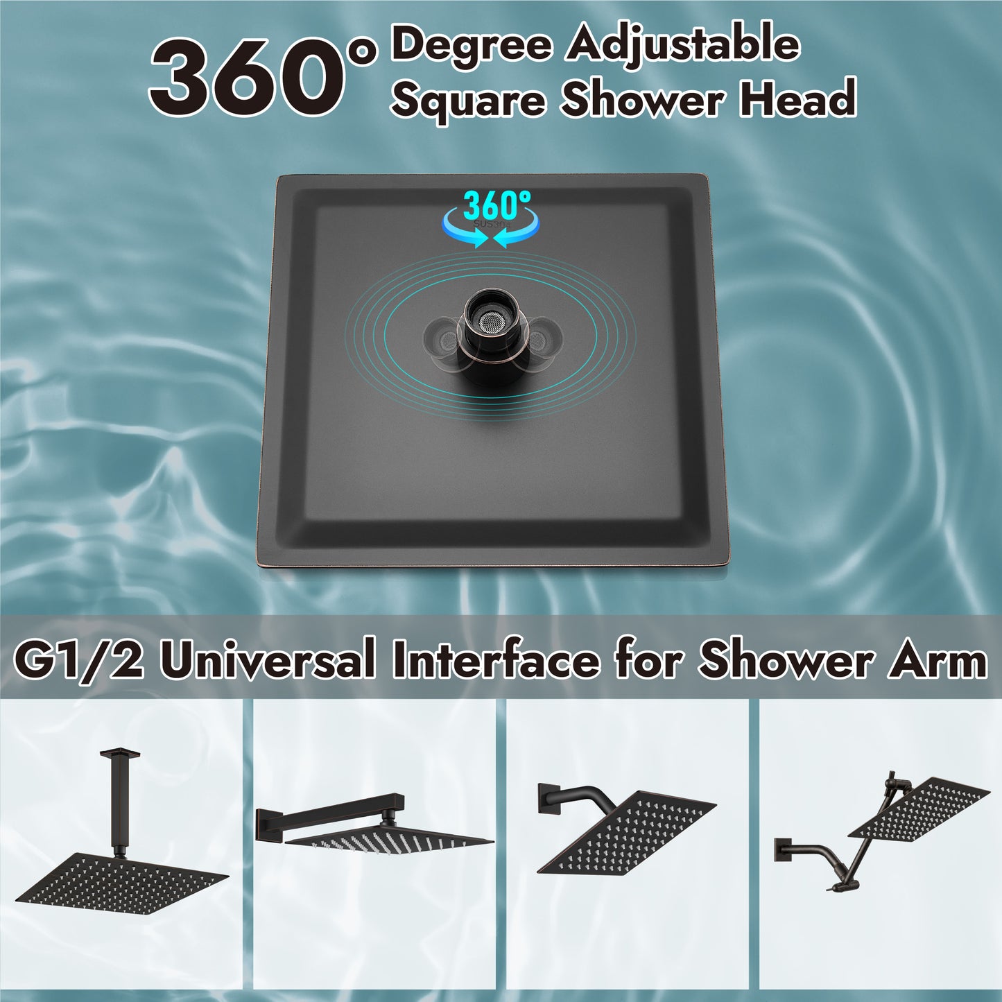 
                  
                    Midanya 6 inch Rainfall Shower Head Square Stainless Steel Rain Showerhead High Pressure Waterfall Crackproof Coverage with Silicone Nozzle 1/16" Ultra Thin Design Swivel Connector
                  
                