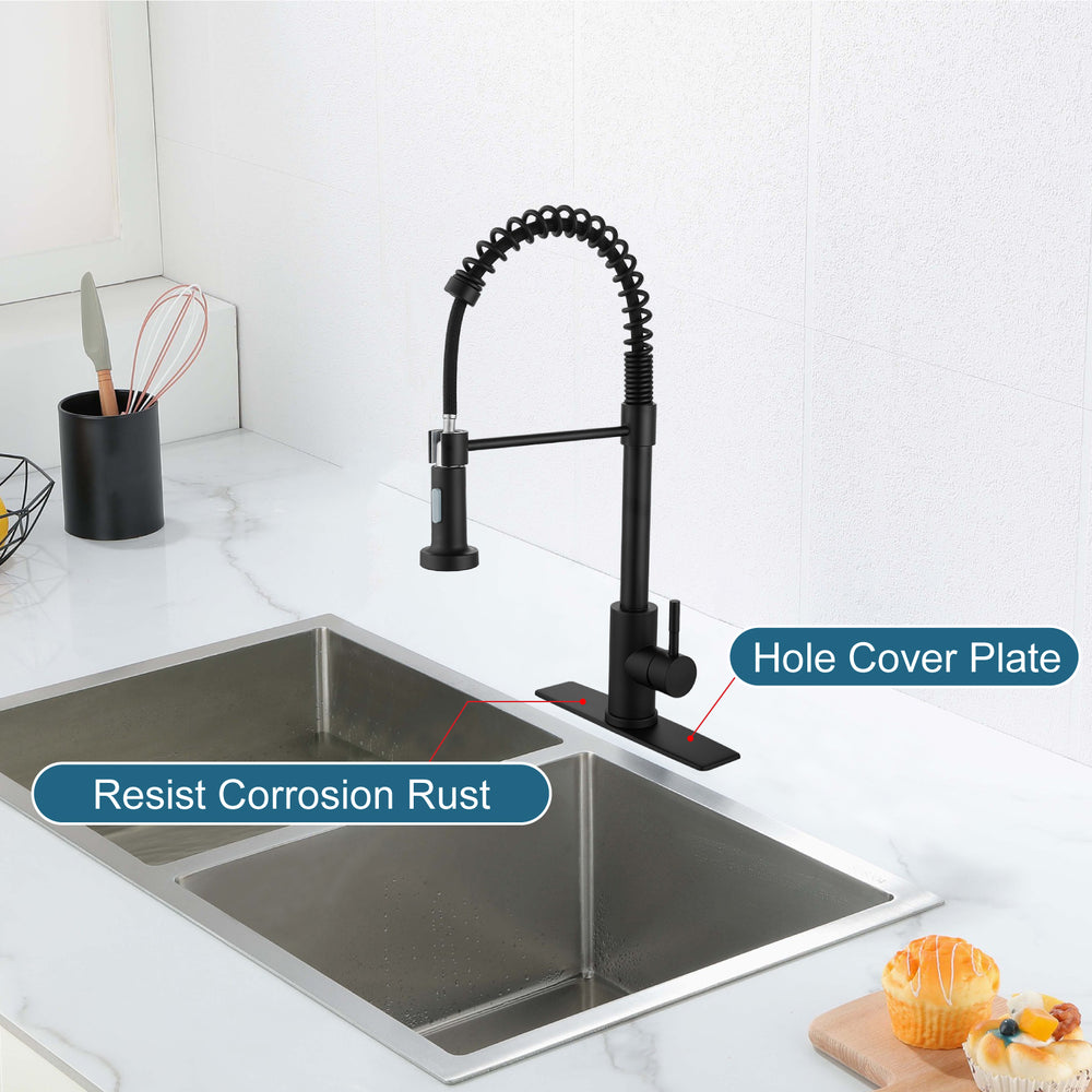 BWE 10-Inch Matte Black Sink Hole Cover Plate – Stainless Steel Deck Plate For 1 Or 3-Hole Bathroom Or Kitchen Faucets