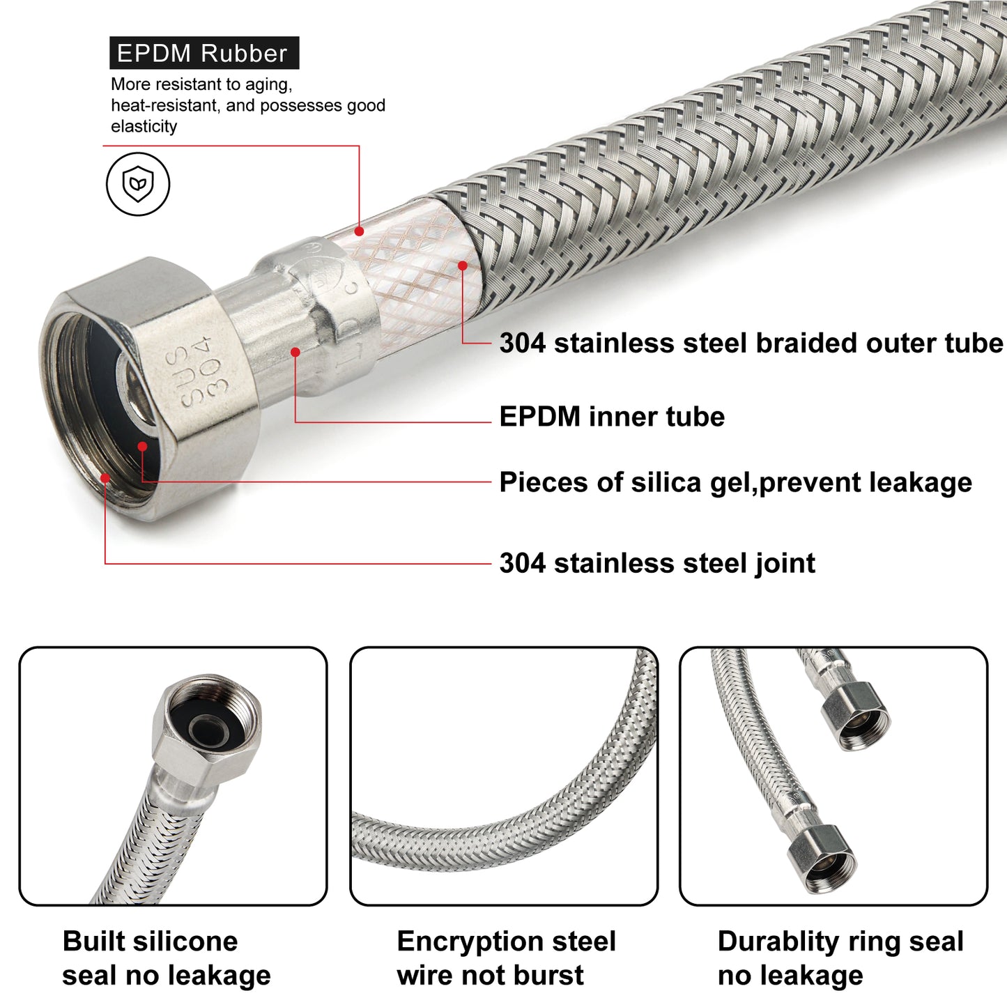 
                  
                    Midanya Faucet Supply Lines,Stainless Steel Braided Water Supply Line, 1/2" FIP x 3/8" COMP Faucet Hose, Faucet Hose Connector x 2 Pcs (1 Pair)
                  
                