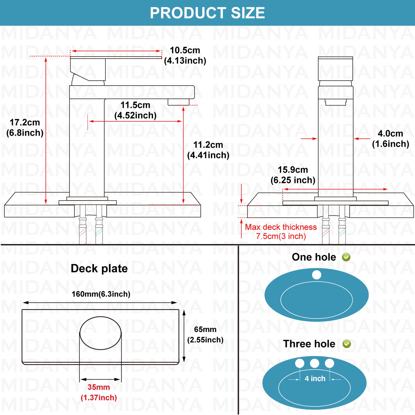 
                  
                    Midanya Bathroom Faucet 1 Hole, Single Handle Bathroom Sink Faucet with Water Supply Lines for Basin, RV, Lavatory Sink,Without Drain,Short Body
                  
                