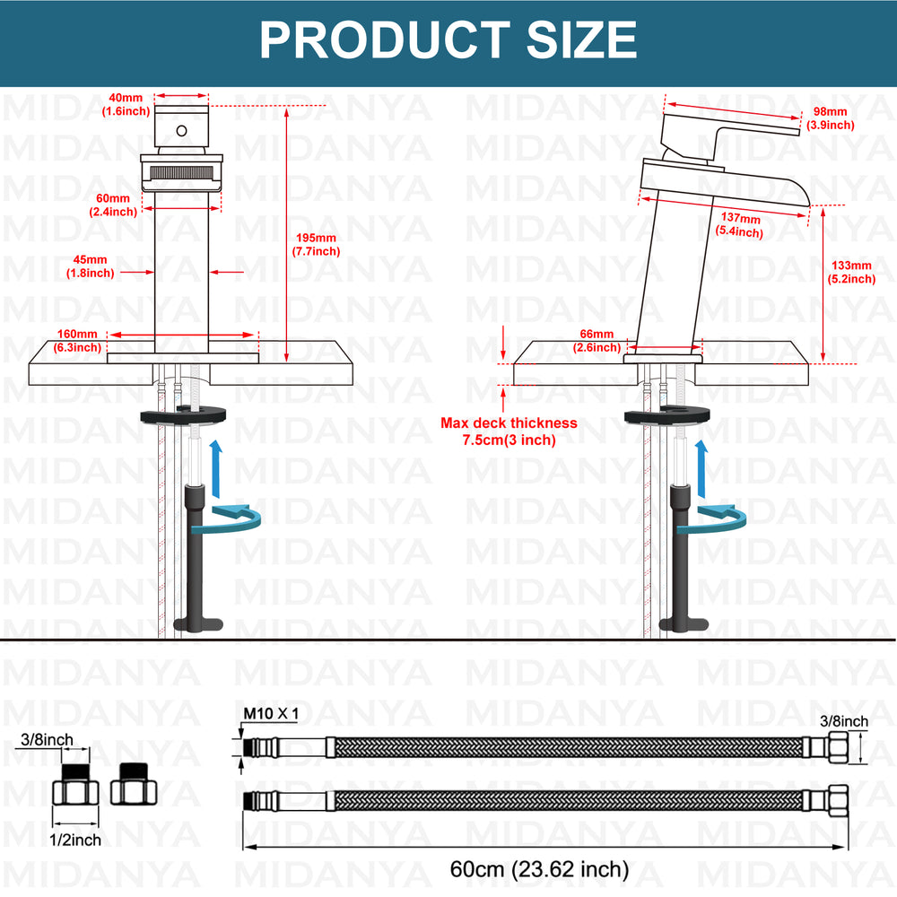 
                  
                    Midanya Waterfall Bathroom Faucet 1 Hole Single Handle Sink Vanity 4 inch Faucet Wide Mouth Spout with Deck Mount Plate & Water Supply Lines Hose Lavatory Modern Commercial Mixer Tap
                  
                