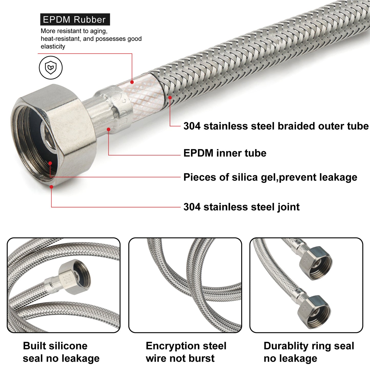 
                  
                    Midanya Faucet Supply Lines,Stainless Steel Braided Water Supply Line, 1/2" FIP x 1/2" FIP Faucet Hose, Faucet Hose Connector x 2 Pcs (1 Pair)
                  
                